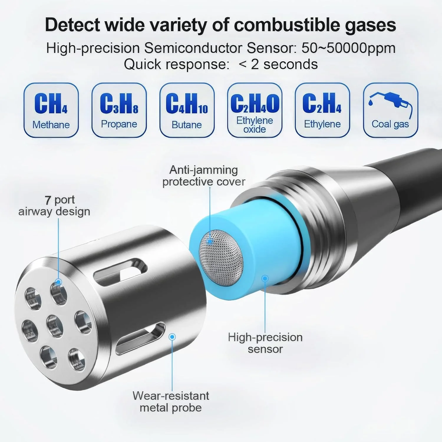 نشت یاب گاز قابل حمل، ردیاب گازهای قابل اشتعال با 50000PPM 100%LEL، صفحه نمایش LCD رنگی، اندازه گیری دما، پروب انعطاف پذیر برای تعیین محل نشت گاز طبیعی، متان، پروپان، اتانول نشت یاب گاز قابل حمل، ردیاب گازهای قابل اشتعال با 50000PPM 100%LEL، صفحه نمایش LCD رنگی، اندازه گیری دما، پروب انعطاف پذیر برای تعیین محل نشت گاز طبیعی، متان، پروپان، اتانول