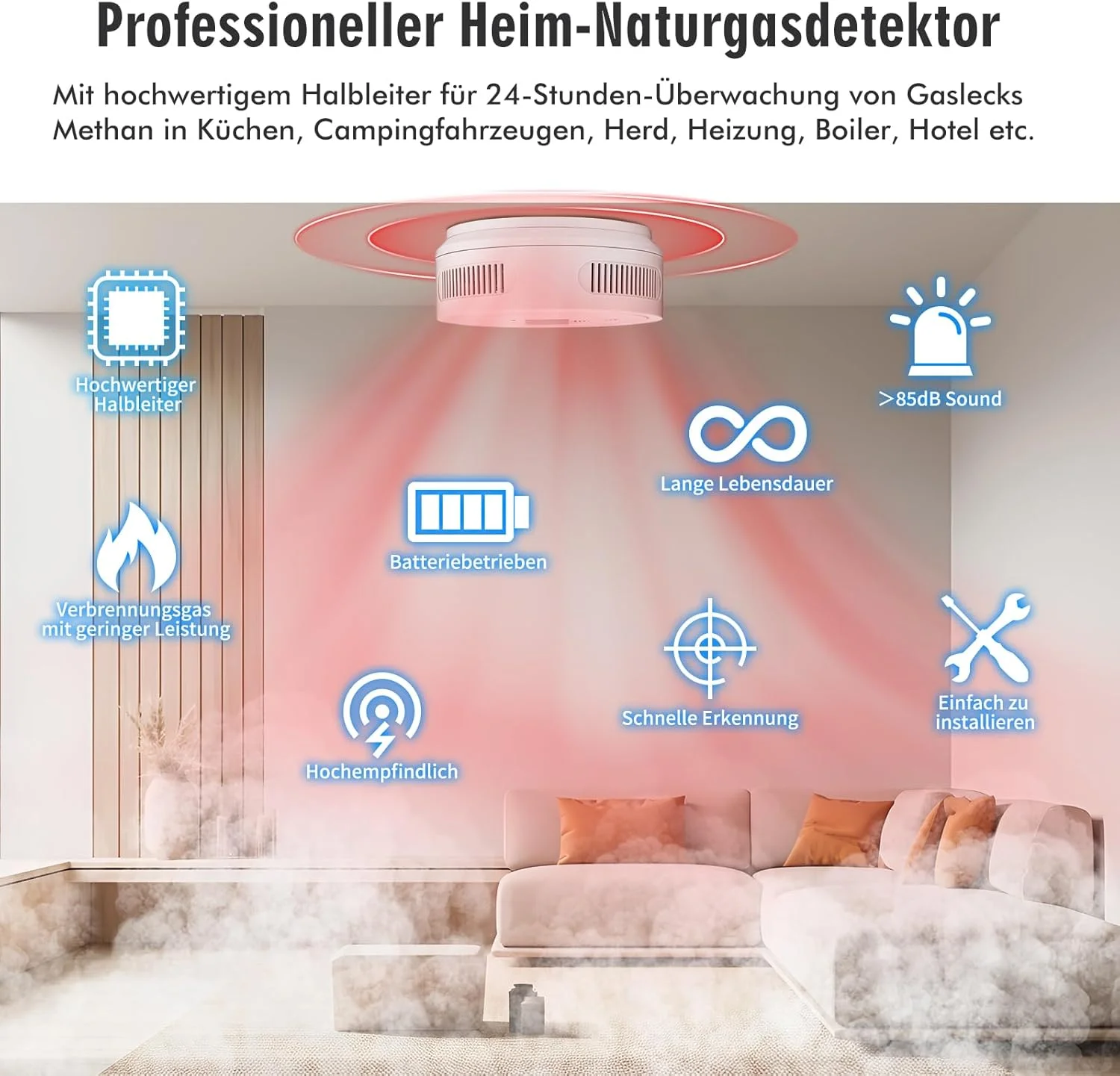 آشکارساز گاز، آشکارساز گاز طبیعی CH4/پروپان/متان با عملکرد 100% باتری - آلارم گاز ترکیبی با آلارم نوری و صوتی - سنسور گاز برای ایمنی خانگی (باتری شامل نمی شود) آشکارساز گاز، آشکارساز گاز طبیعی CH4/پروپان/متان با عملکرد 100% باتری - آلارم گاز ترکیبی با آلارم نوری و صوتی - سنسور گاز برای ایمنی خانگی (باتری شامل نمی شود)