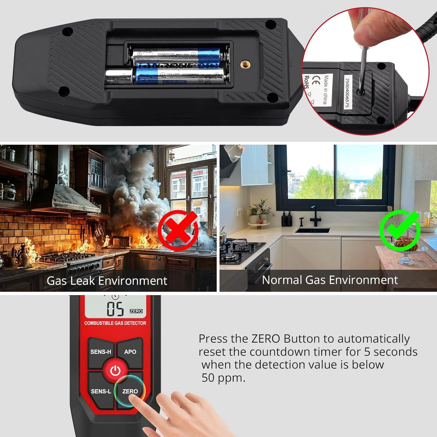 آشکارساز گاز طبیعی، آشکارساز نشت گاز با گردن غازی 18.5 اینچی، ردیاب گاز قابل حمل با هشدارهای صوتی و تصویری، برای تعیین محل نشت پروپان، گاز طبیعی، گازهای قابل احتراق برای خانه، RV، HVAC آشکارساز گاز طبیعی، آشکارساز نشت گاز با گردن غازی 18.5 اینچی، ردیاب گاز قابل حمل با هشدارهای صوتی و تصویری، برای تعیین محل نشت پروپان، گاز طبیعی، گازهای قابل احتراق برای خانه، RV، HVAC