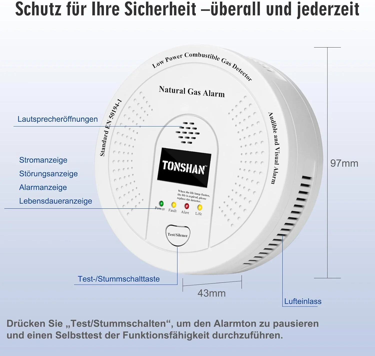 آشکارساز گاز، آشکارساز گاز طبیعی CH4/پروپان/متان با عملکرد 100% باتری - آلارم گاز ترکیبی با آلارم نوری و صوتی - سنسور گاز برای ایمنی خانگی (باتری شامل نمی شود) آشکارساز گاز، آشکارساز گاز طبیعی CH4/پروپان/متان با عملکرد 100% باتری - آلارم گاز ترکیبی با آلارم نوری و صوتی - سنسور گاز برای ایمنی خانگی (باتری شامل نمی شود)