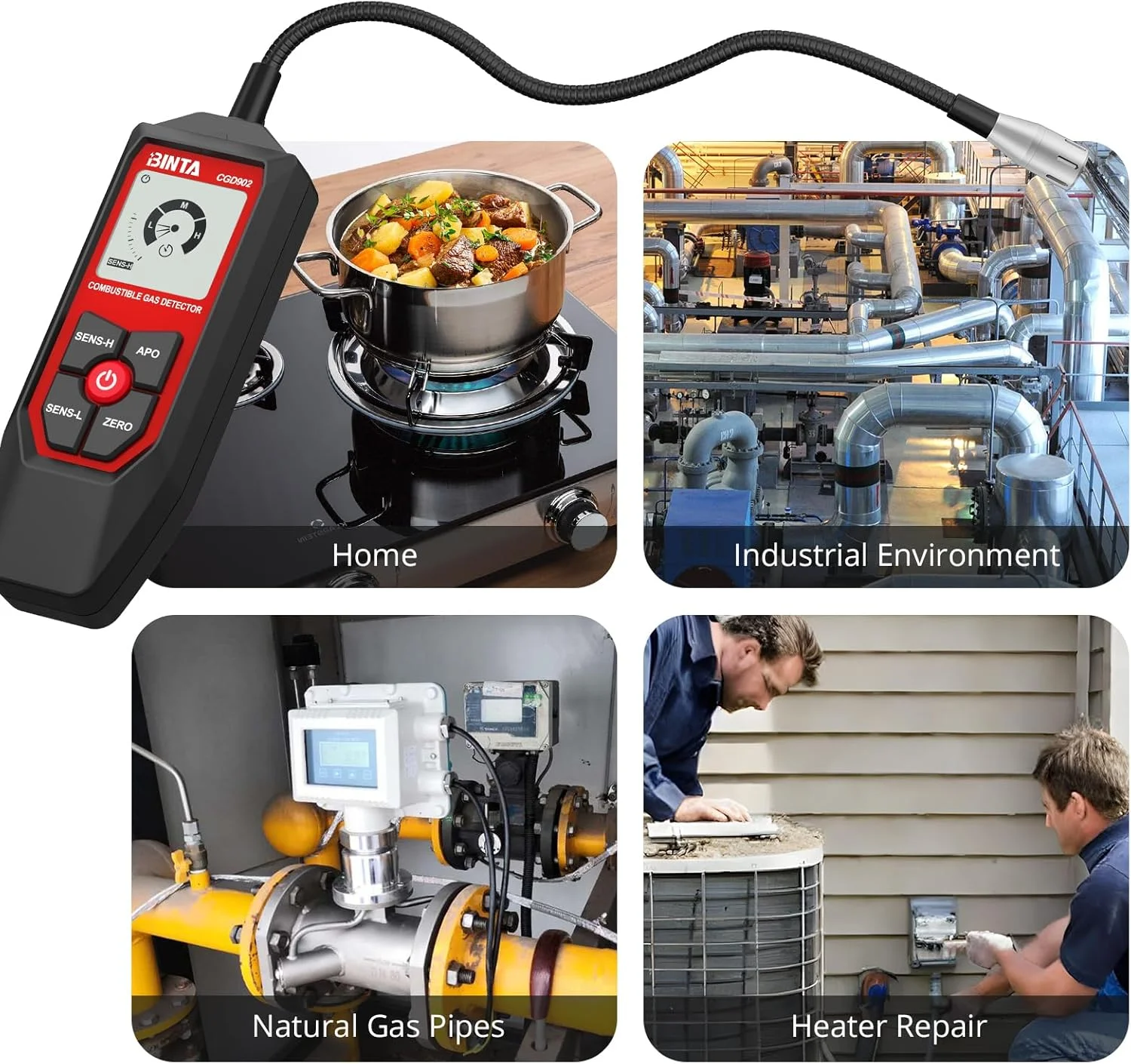 آشکارساز گاز طبیعی، آشکارساز نشت گاز با گردن غازی 18.5 اینچی، ردیاب گاز قابل حمل با هشدارهای صوتی و تصویری، برای تعیین محل نشت پروپان، گاز طبیعی، گازهای قابل احتراق برای خانه، RV، HVAC آشکارساز گاز طبیعی، آشکارساز نشت گاز با گردن غازی 18.5 اینچی، ردیاب گاز قابل حمل با هشدارهای صوتی و تصویری، برای تعیین محل نشت پروپان، گاز طبیعی، گازهای قابل احتراق برای خانه، RV، HVAC