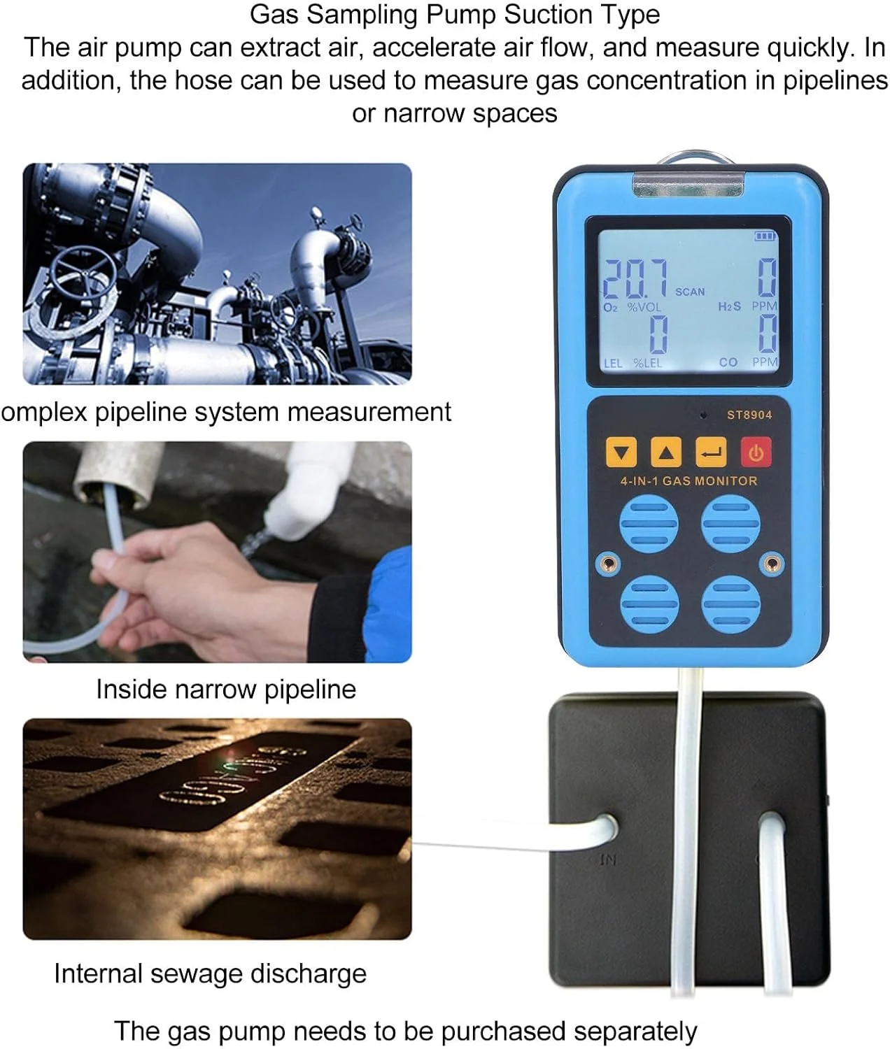 دستگاه تشخیص گاز، مانیتور گاز 4 در 1 برای CO H2S O2 LEL، آنالایزر تستر گاز با آلارم های صوتی، نوری و لرزشی، تستر کیفیت هوا قابل شارژ برای کار و خانه دستگاه تشخیص گاز، مانیتور گاز 4 در 1 برای CO H2S O2 LEL، آنالایزر تستر گاز با آلارم های صوتی، نوری و لرزشی، تستر کیفیت هوا قابل شارژ برای کار و خانه