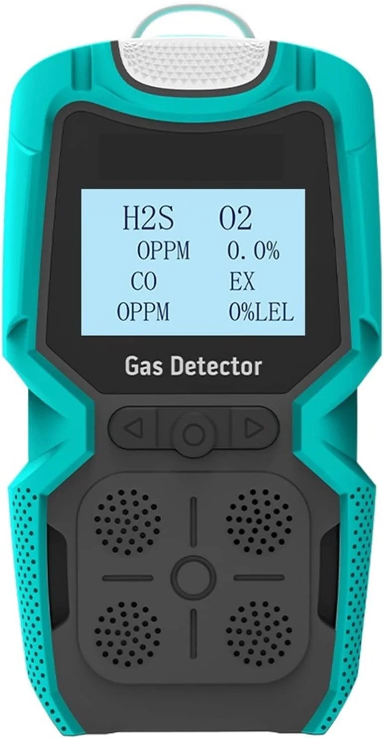 سنسور نشت گاز چندگانه QIVGXBO مدل MG10، آشکارساز گاز چند منظوره 4 در 1 H2S/CO/O2/CX، تشخیص گاز با لرزش، نمایش چشمک زن، آلارم زنگ دار برای ایمنی، دقت و حساسیت بالا از Leunlee