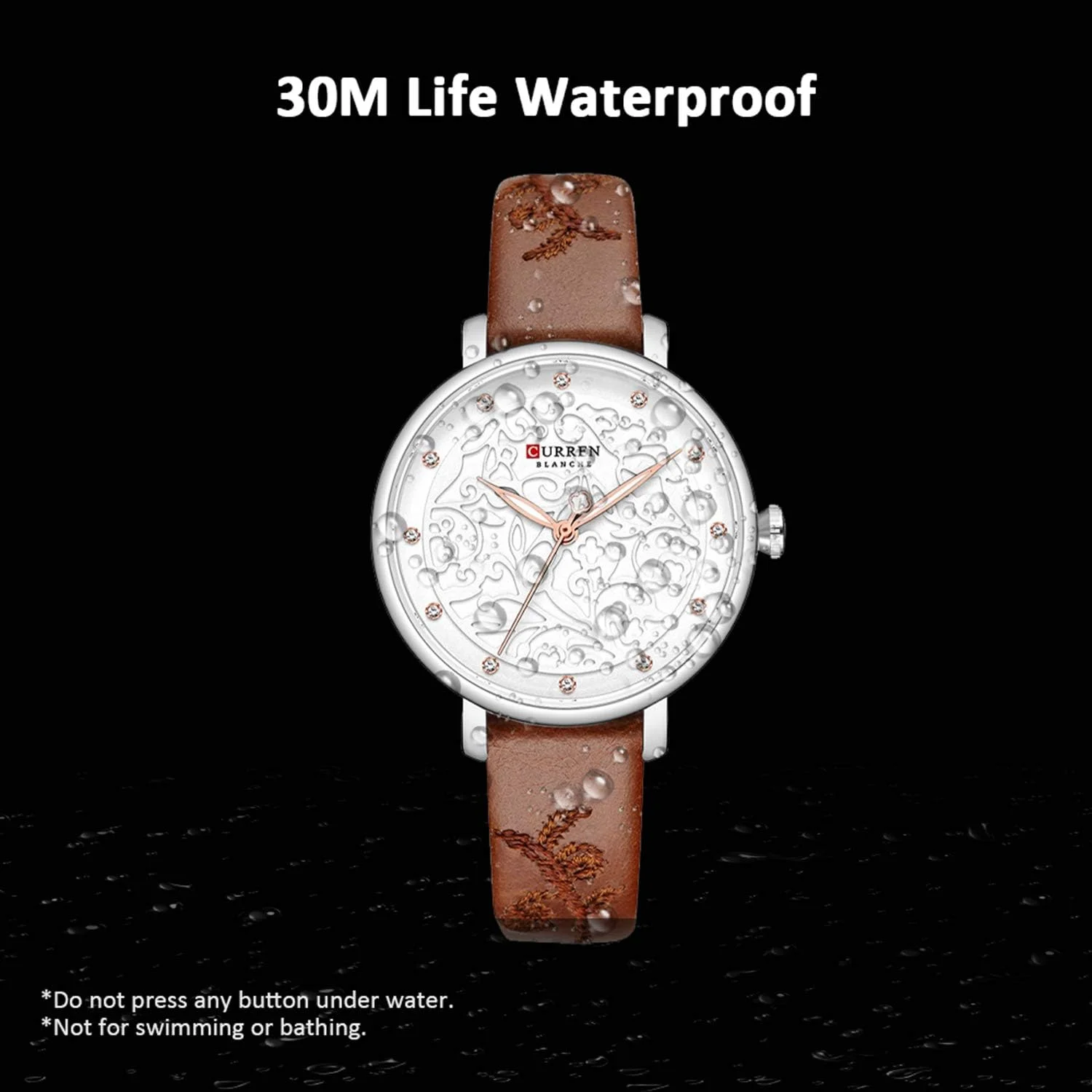 ساعت مچی زنانه کورن مدل 9046 با طرح گل های حکاکی شده و بند چرمی PU و استیل ضد زنگ، ضد آب و مناسب استفاده روزمره ساعت مچی زنانه کورن مدل 9046 با طرح گل های حکاکی شده و بند چرمی PU و استیل ضد زنگ، ضد آب و مناسب استفاده روزمره