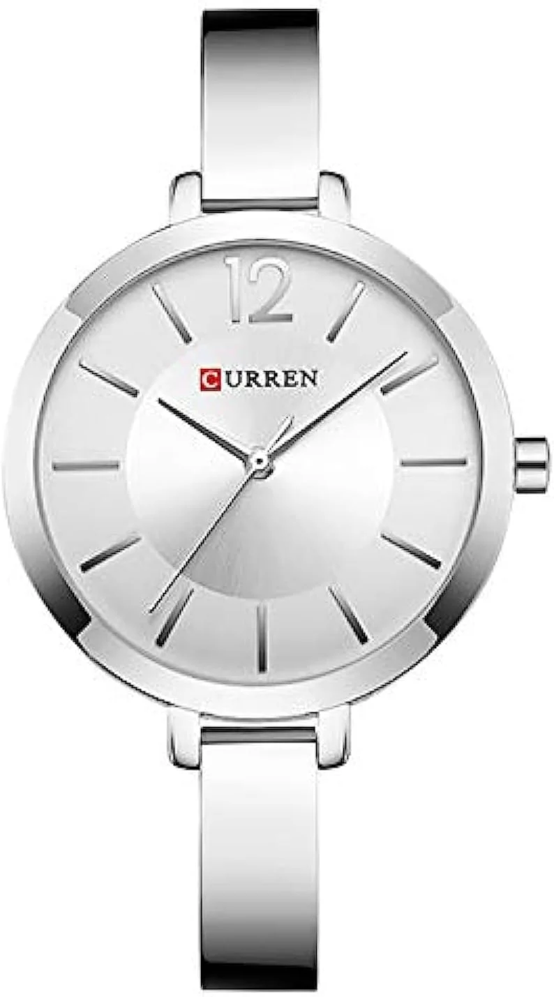 ساعت مچی زنانه کورن مدل 9012 با صفحه گرد و بند استیل ضد آب - نقره ای