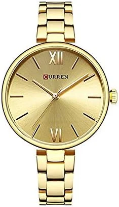 ساعت مچی زنانه عقربه ای کورن مدل 9017 با بند فلزی (بند استیل ضد زنگ) ضد آب - طلایی