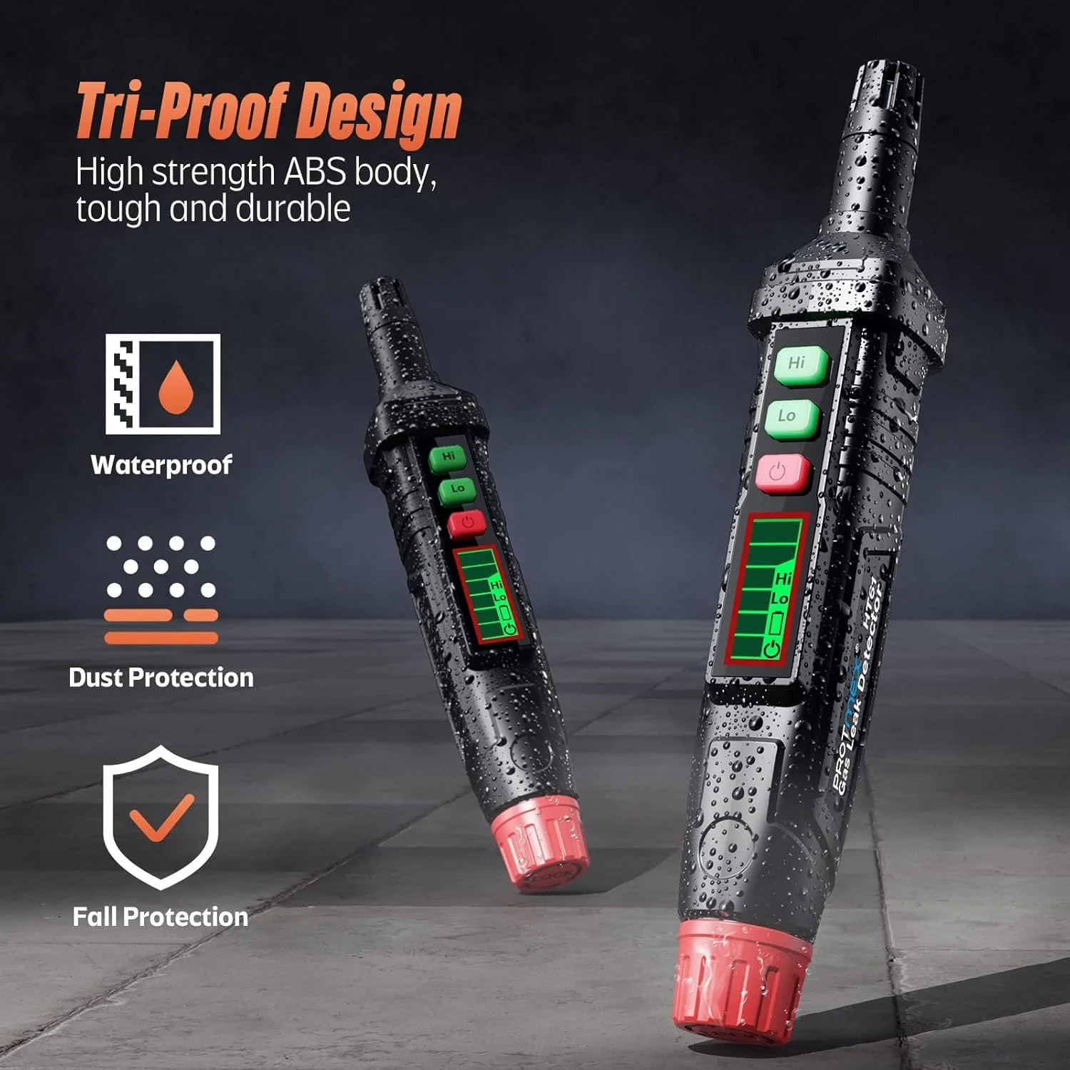 دستگاه تشخیص گاز طبیعی قابل حمل با حالت کم/زیاد - آلارم صوتی و تصویری، محدوده 50-1000 PPM - تشخیص متان، پروپان، اتان، گازهای قابل احتراق - مناسب برای خانه، RV، استفاده صنعتی، شامل باتری