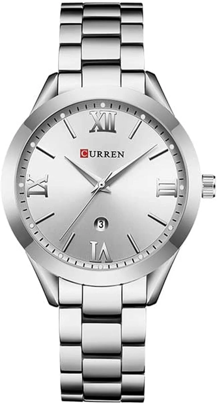 ساعت مچی آنالوگ زنانه کورن، بدنه استیل ضد زنگ، صفحه نقره ای، بند استیل ضد زنگ نقره ای