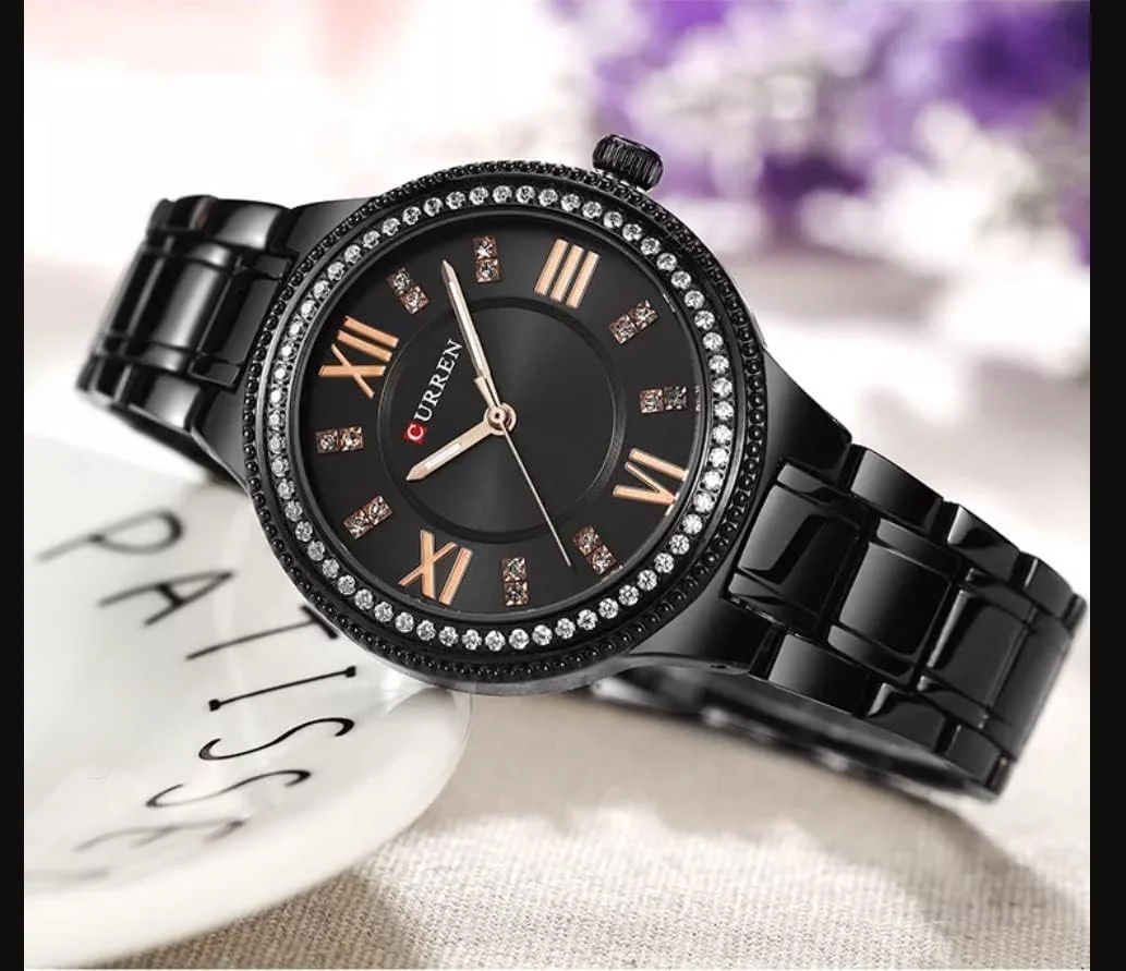 ساعت مچی آنالوگ زنانه کورن، قاب استیل ضد زنگ مشکی، صفحه مشکی، بند استیل ضد زنگ مشکی ساعت مچی آنالوگ زنانه کورن، قاب استیل ضد زنگ مشکی، صفحه مشکی، بند استیل ضد زنگ مشکی