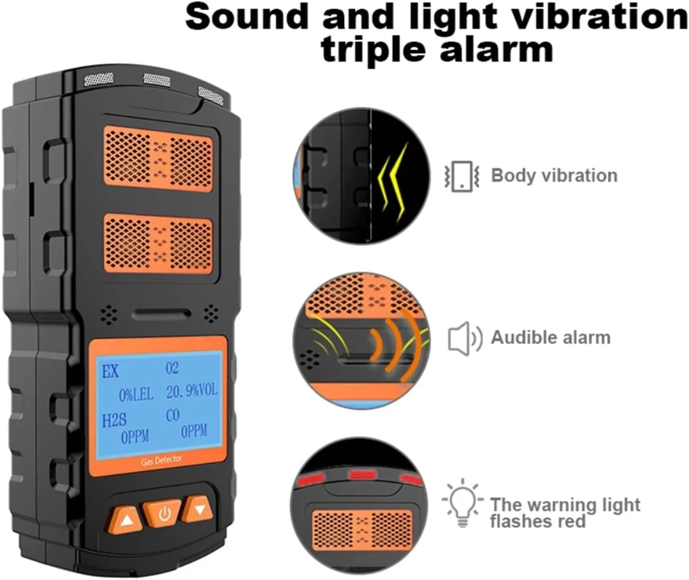 سنسور نشت یاب گاز چند منظوره هانزالا 4 در 1 مدل EX O2 H2S CO، آشکارساز گاز قابل حمل حرفه ای صنعتی، متر گاز قابل اشتعال، سنسور مونوکسید کربن با دقت و حساسیت بالا