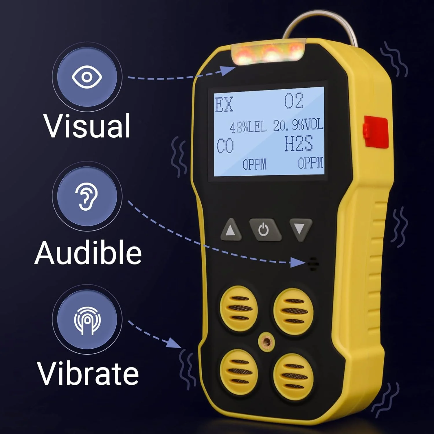 دستگاه تشخیص گاز چندگانه Bosean، دتکتور 4 در 1 گاز، O2، CO، H2S، EX متر با نور پس زمینه LCD، آلارم لرزشی نور صدا قابل شارژ، تستر آنالایزر دستگاه تشخیص گاز چندگانه Bosean، دتکتور 4 در 1 گاز، O2، CO، H2S، EX متر با نور پس زمینه LCD، آلارم لرزشی نور صدا قابل شارژ، تستر آنالایزر