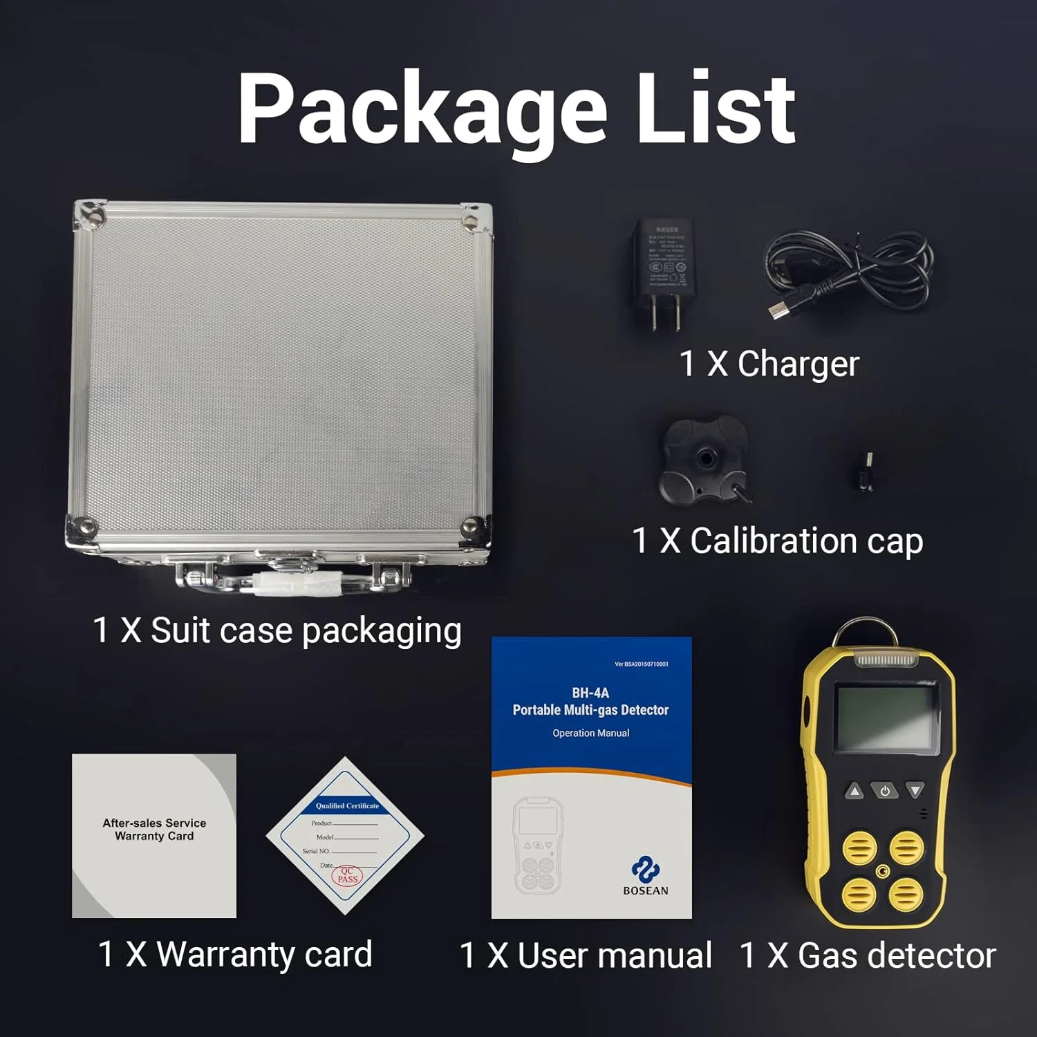 دستگاه تشخیص گاز چندگانه Bosean، دتکتور 4 در 1 گاز، O2، CO، H2S، EX متر با نور پس زمینه LCD، آلارم لرزشی نور صدا قابل شارژ، تستر آنالایزر دستگاه تشخیص گاز چندگانه Bosean، دتکتور 4 در 1 گاز، O2، CO، H2S، EX متر با نور پس زمینه LCD، آلارم لرزشی نور صدا قابل شارژ، تستر آنالایزر