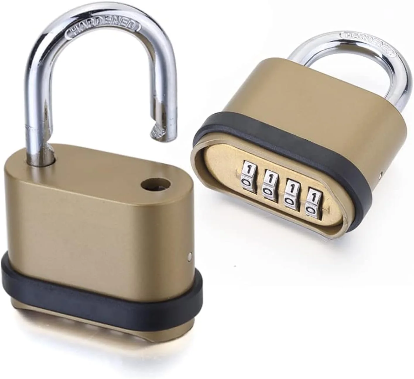 قفل رمزی 4 رقمی SYOSI، قفل های سنگین و مقاوم بدون کلید با طراحی سگکی و روکش برنجی، مناسب برای فضای باز، سوله ها، کمد، باشگاه، دروازه، قفل رمزی مکانیکی با حلقه بلند