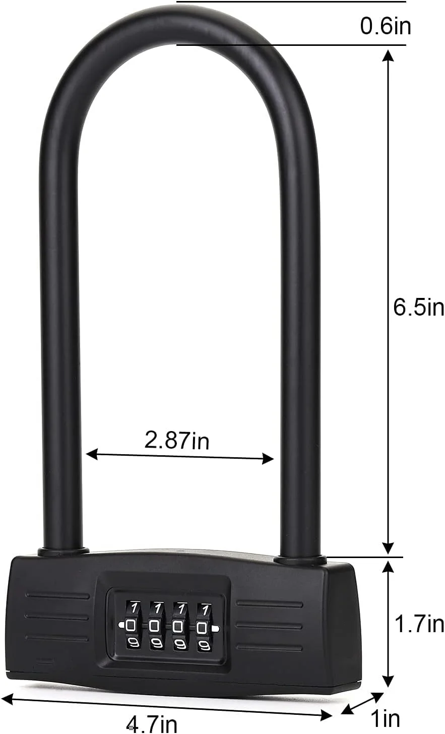 قفل U شکل/قفل D شکل دوچرخه SYOSI با رمز 4 رقمی قابل تنظیم مجدد برای دوچرخه/قفل درب شیشه ای، میله 14 میلی متری برای محافظت سنگین قفل دوچرخه بلند (16.5 سانتی متر داخل) قفل U شکل/قفل D شکل دوچرخه SYOSI با رمز 4 رقمی قابل تنظیم مجدد برای دوچرخه/قفل درب شیشه ای، میله 14 میلی متری برای محافظت سنگین قفل دوچرخه بلند (16.5 سانتی متر داخل)