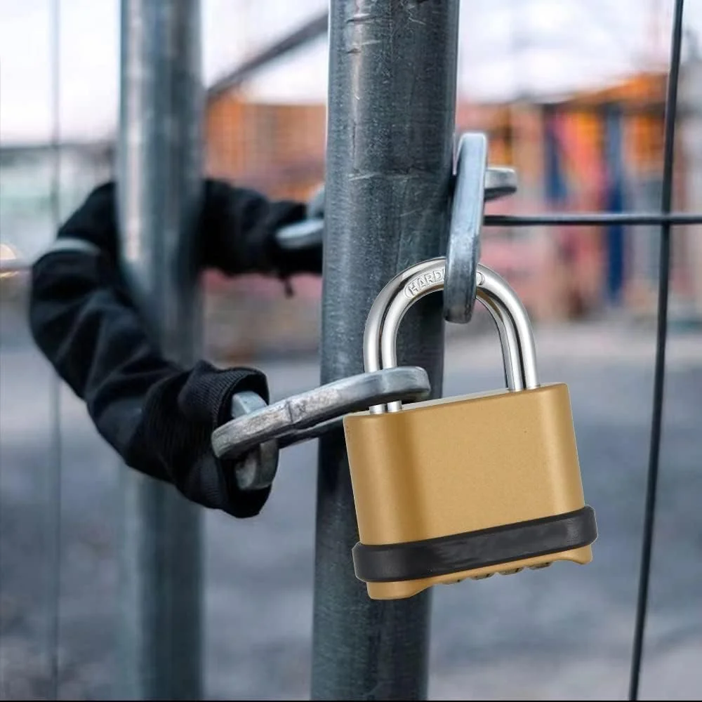 قفل رمزی 4 رقمی SYOSI، قفل های سنگین و مقاوم بدون کلید با طراحی سگکی و روکش برنجی، مناسب برای فضای باز، سوله ها، کمد، باشگاه، دروازه، قفل رمزی مکانیکی با حلقه بلند قفل رمزی 4 رقمی SYOSI، قفل های سنگین و مقاوم بدون کلید با طراحی سگکی و روکش برنجی، مناسب برای فضای باز، سوله ها، کمد، باشگاه، دروازه، قفل رمزی مکانیکی با حلقه بلند