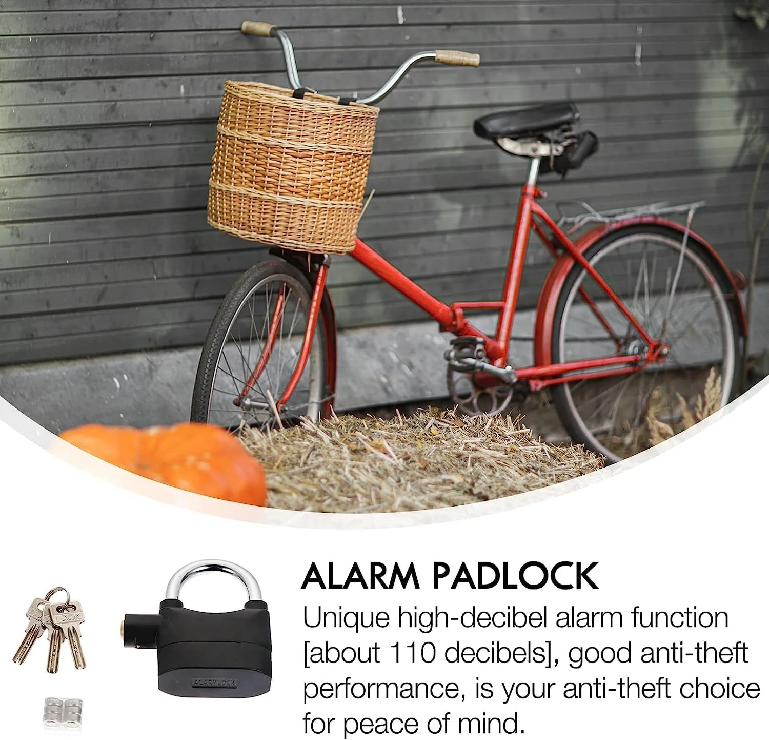 قفل آلارم دار SYOSI، سیستم امنیتی ضد سرقت جهانی با آلارم بلند، ضد آب و هوا برای درب، موتور، قفل دوچرخه با 3 کلید