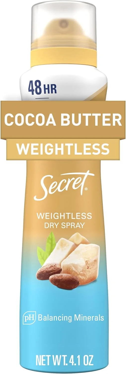 اسپری ضد تعریق و دئودورانت زنانه سکرت، محافظت 48 ساعته در برابر تعریق و بو، ملایم بر روی پوست، رایحه کره کاکائو، 116 گرم