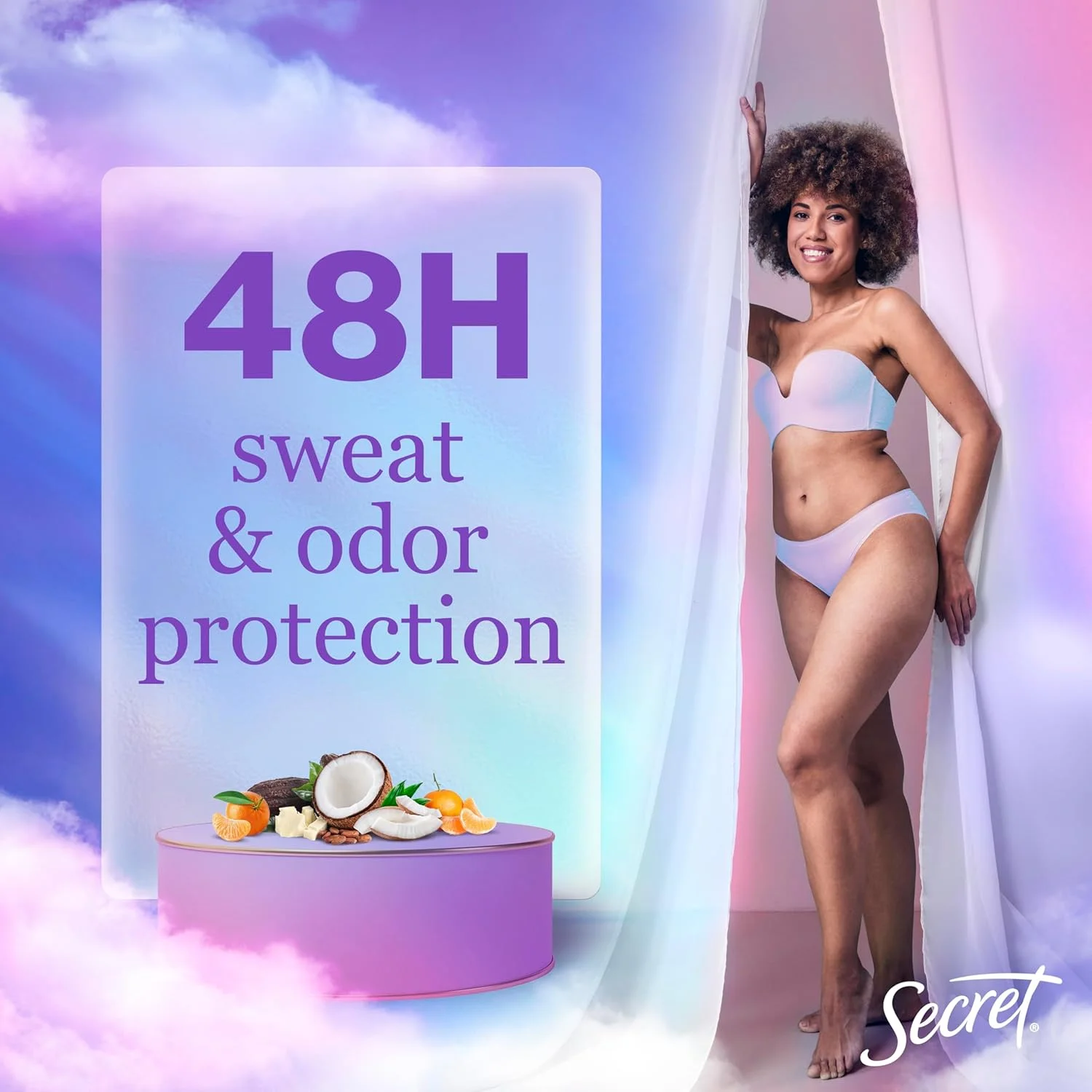 اسپری ضد تعریق و دئودورانت زنانه سکرت، محافظت 48 ساعته در برابر تعریق و بو، ملایم بر روی پوست، رایحه کره کاکائو، 116 گرم