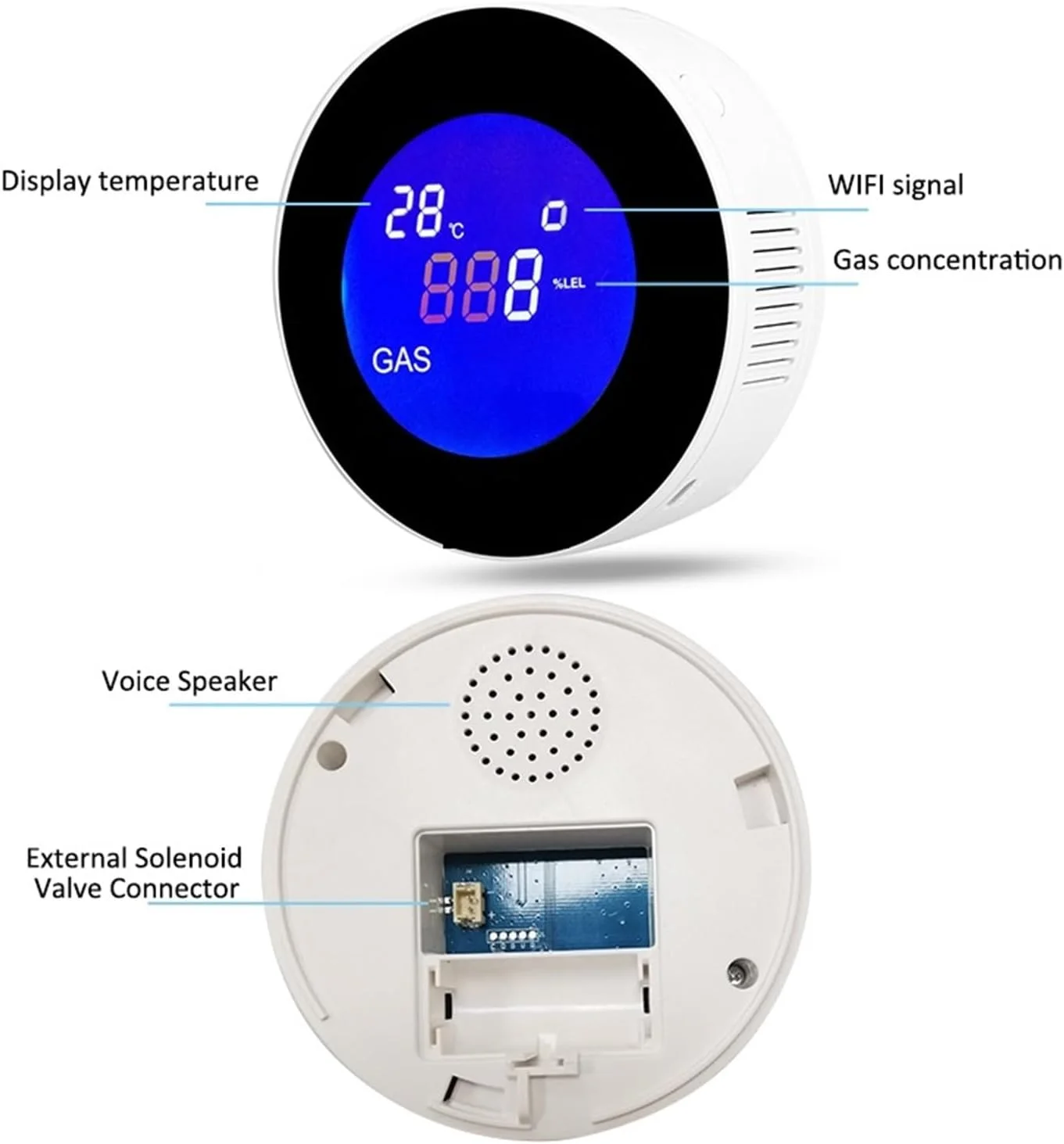 آشکارساز گاز طبیعی WIFI با شیر برقی برای کنترل هوشمند خودکار، سنسور هشدار نشت متان CH4 (آشکارساز گاز) آشکارساز گاز طبیعی WIFI با شیر برقی برای کنترل هوشمند خودکار، سنسور هشدار نشت متان CH4 (آشکارساز گاز)