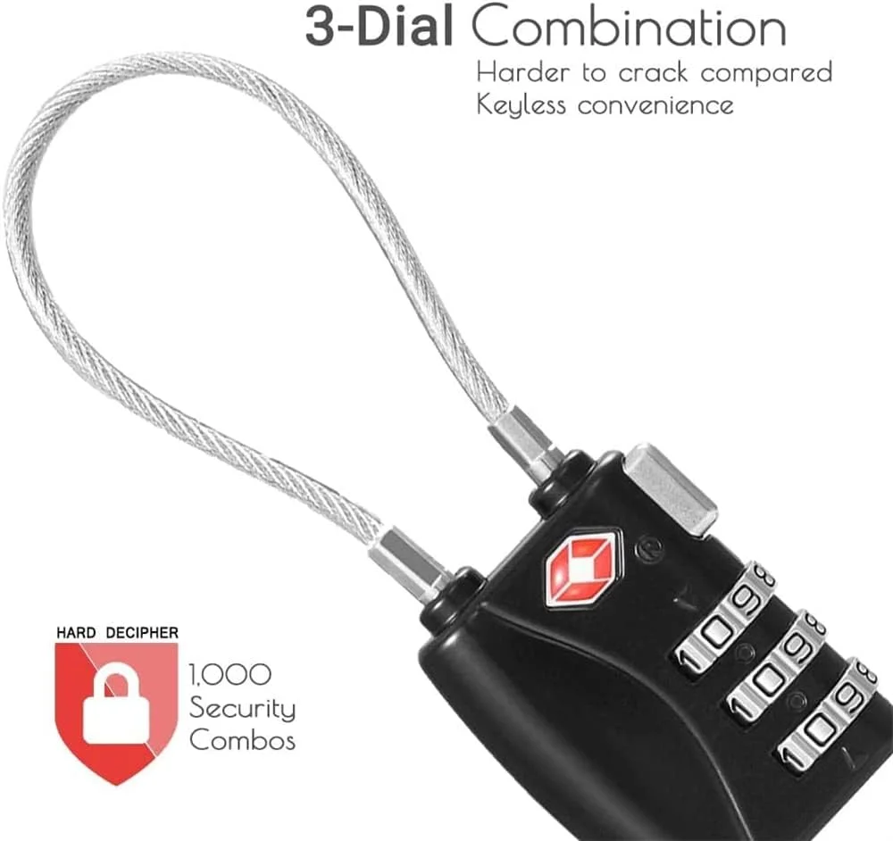 قفل چمدان SYOSI مورد تایید TSA، قفل گمرکی SYOSI، قفل چمدان کوچک، قفل مسافرتی کابلی انعطاف پذیر، قفل چمدان رمزدار، قفل کوچک کمد باشگاه با رمز 3 رقمی (مشکی، 2 عددی) قفل چمدان SYOSI مورد تایید TSA، قفل گمرکی SYOSI، قفل چمدان کوچک، قفل مسافرتی کابلی انعطاف پذیر، قفل چمدان رمزدار، قفل کوچک کمد باشگاه با رمز 3 رقمی (مشکی، 2 عددی)