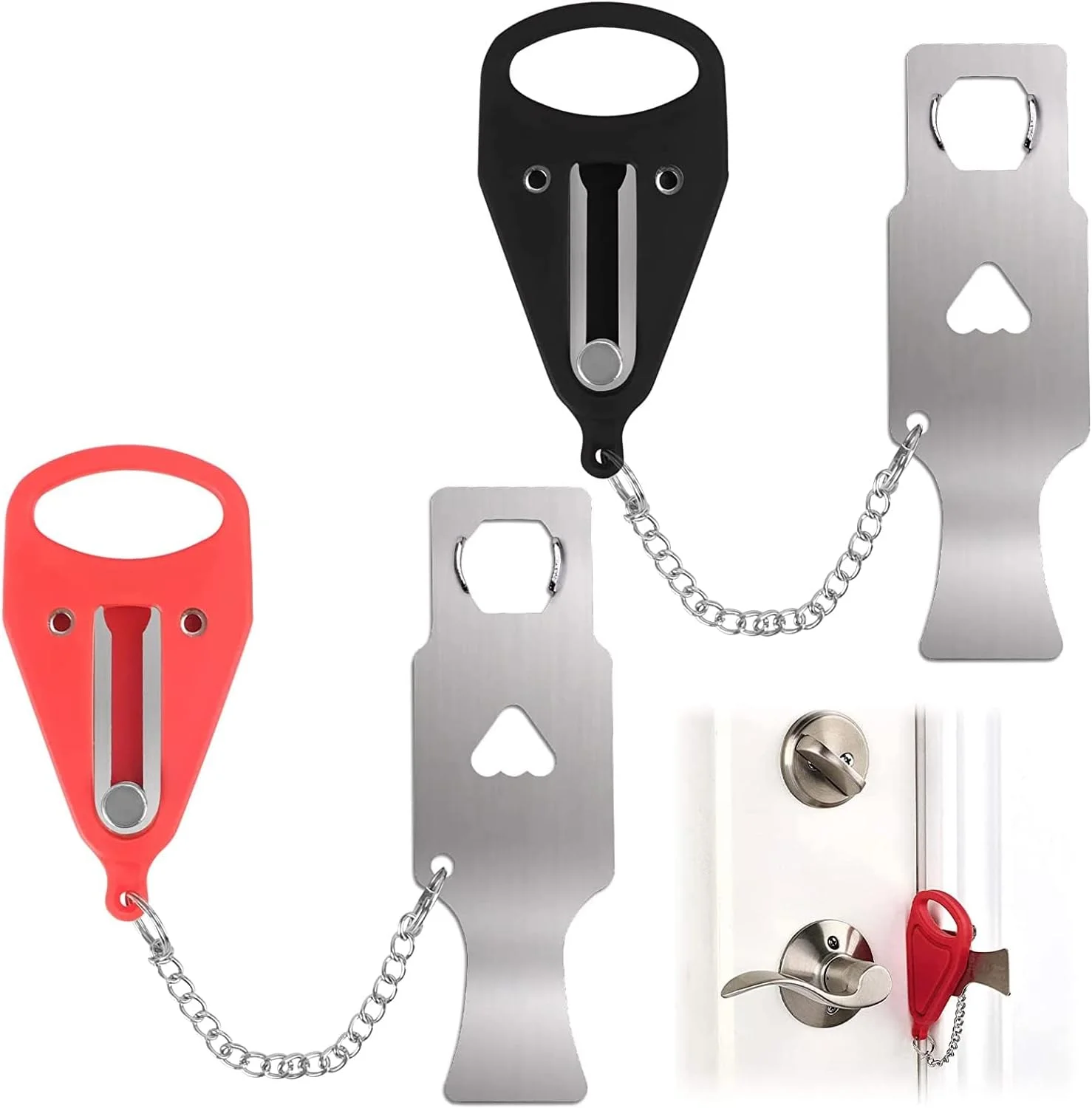 قفل درب قابل حمل SYOSI، بسته 2 عددی، قفل ایمنی درب مسافرتی، قفل اضافی برای ایمنی و حریم خصوصی بیشتر، قفل ایمنی ضد سرقت و حریم خصوصی برای خانه، آپارتمان، مدرسه