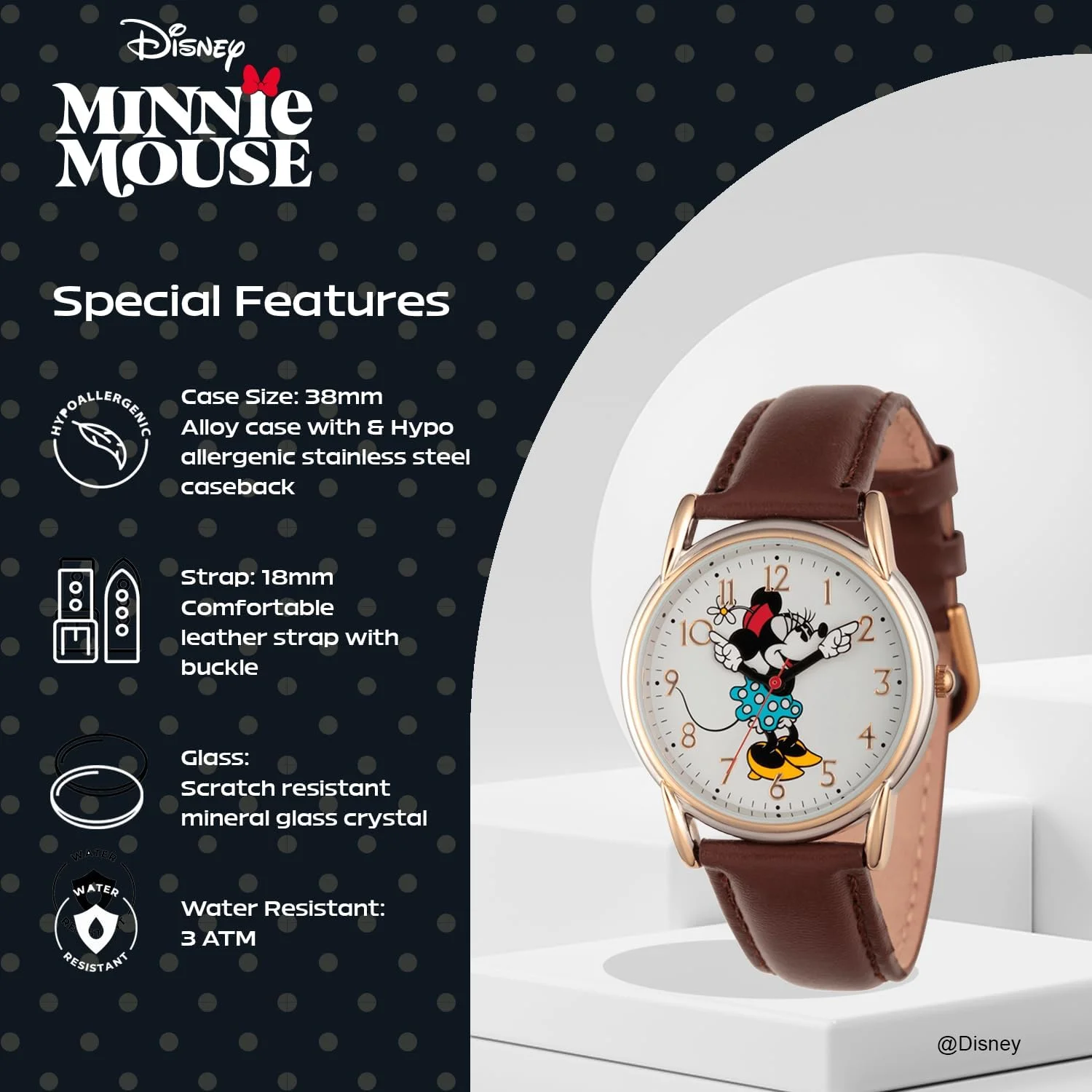 ساعت مینی موس زنانه - ساعت های مینی موس زنانه، ساعت شیک، ساعت های ظریف - بند چرمی مشکی، قاب و صفحه نقره ای، اسباب بازی های شیک ساعت مینی موس زنانه - ساعت های مینی موس زنانه، ساعت شیک، ساعت های ظریف - بند چرمی مشکی، قاب و صفحه نقره ای، اسباب بازی های شیک