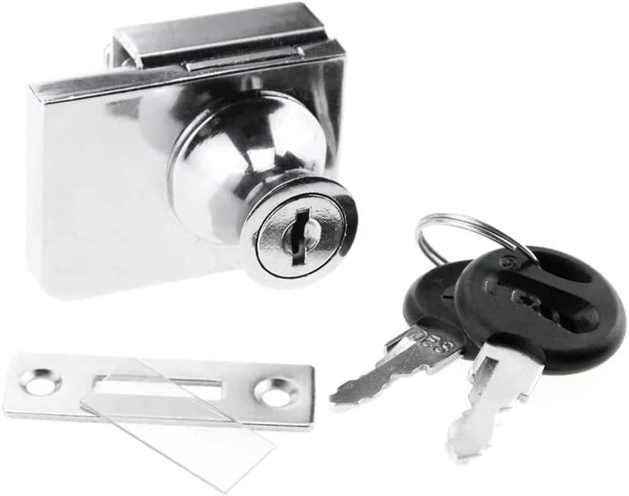 قفل شیشه ای SYOSI، قفل ایمنی درب شیشه ای ویترینی کابینت دو درب بازشو، مناسب برای درب شیشه ای 0.2-0.31 اینچی، کلید جداگانه بدون نیاز به سوراخکاری، آلیاژ روی قفل شیشه ای SYOSI، قفل ایمنی درب شیشه ای ویترینی کابینت دو درب بازشو، مناسب برای درب شیشه ای 0.2-0.31 اینچی، کلید جداگانه بدون نیاز به سوراخکاری، آلیاژ روی