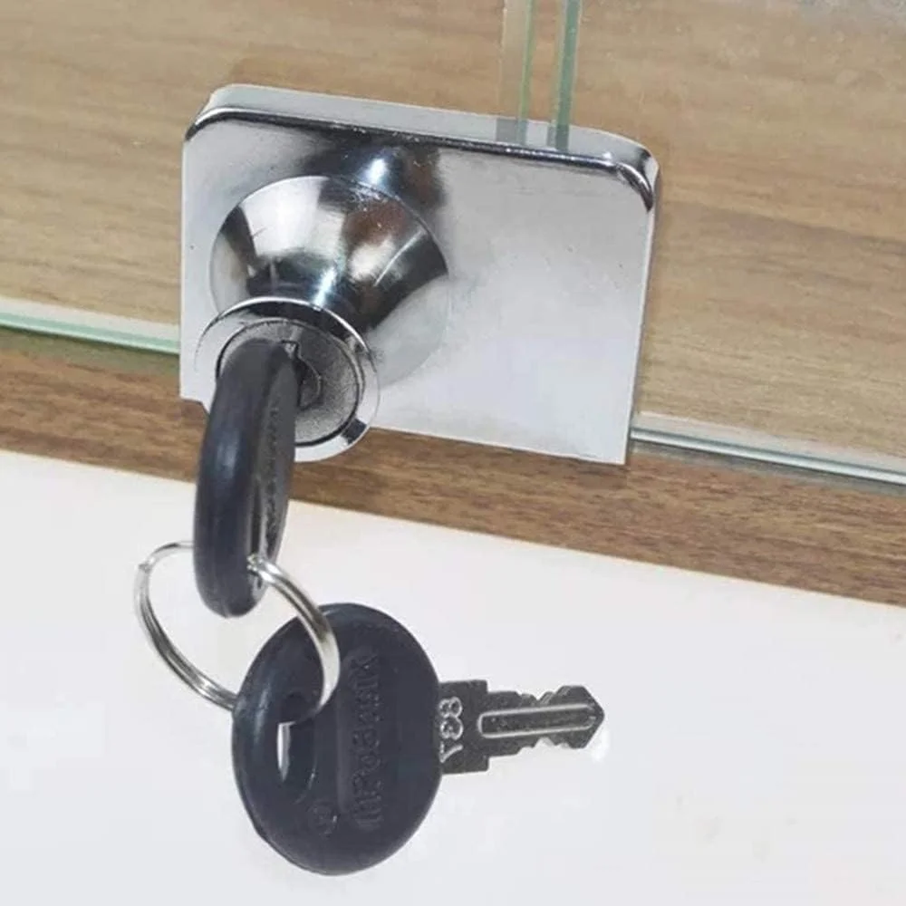 قفل شیشه ای SYOSI، قفل ایمنی درب شیشه ای ویترینی کابینت دو درب بازشو، مناسب برای درب شیشه ای 0.2-0.31 اینچی، کلید جداگانه بدون نیاز به سوراخکاری، آلیاژ روی قفل شیشه ای SYOSI، قفل ایمنی درب شیشه ای ویترینی کابینت دو درب بازشو، مناسب برای درب شیشه ای 0.2-0.31 اینچی، کلید جداگانه بدون نیاز به سوراخکاری، آلیاژ روی