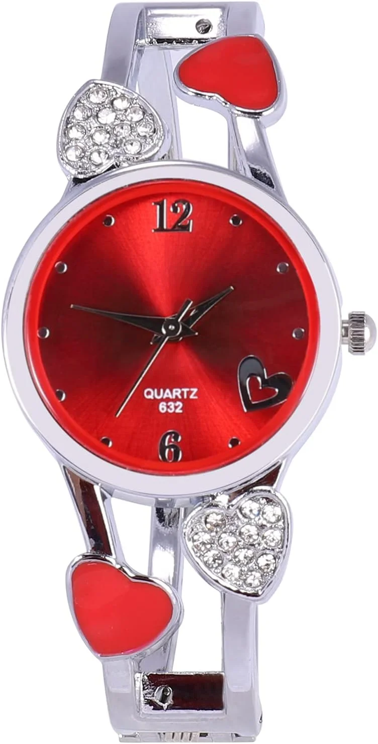 الِآپشن، ساعت النگویی زنانه، کوارتز، صفحه گرد نگین دار، بند استیل، ساعت مچی دستبندی زنانه به همراه جعبه