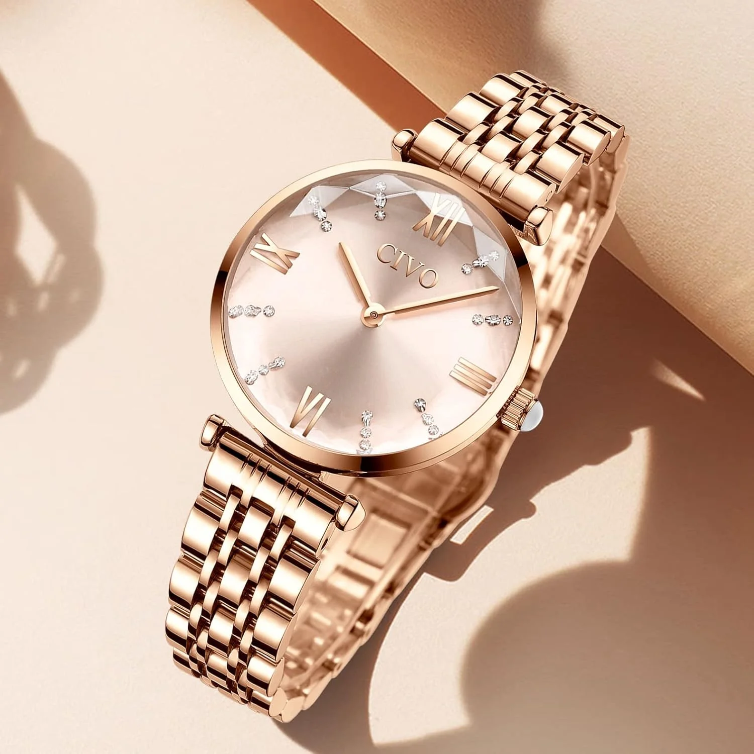 ساعت مچی زنانه سیوو، آنالوگ، ضد آب، استیل ضد زنگ، کوارتز، نگین دار، شیک، لوکس و ظریف