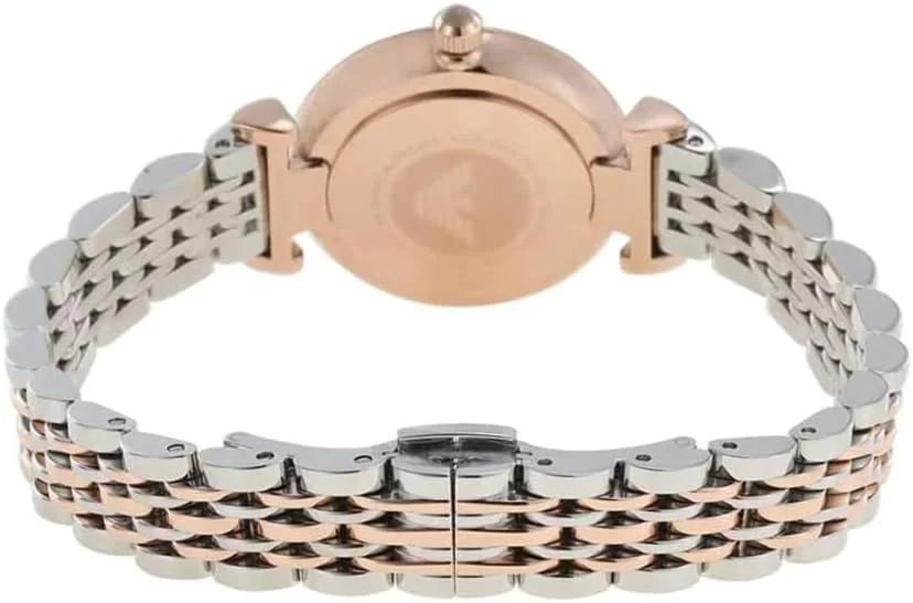 ساعت مچی زنانه امپریو آرمانی مدل کوارتز، نمایشگر آنالوگ و بند استیل ضد زنگ Ar11223، رزگلد/چند رنگ، استاندارد زنانه