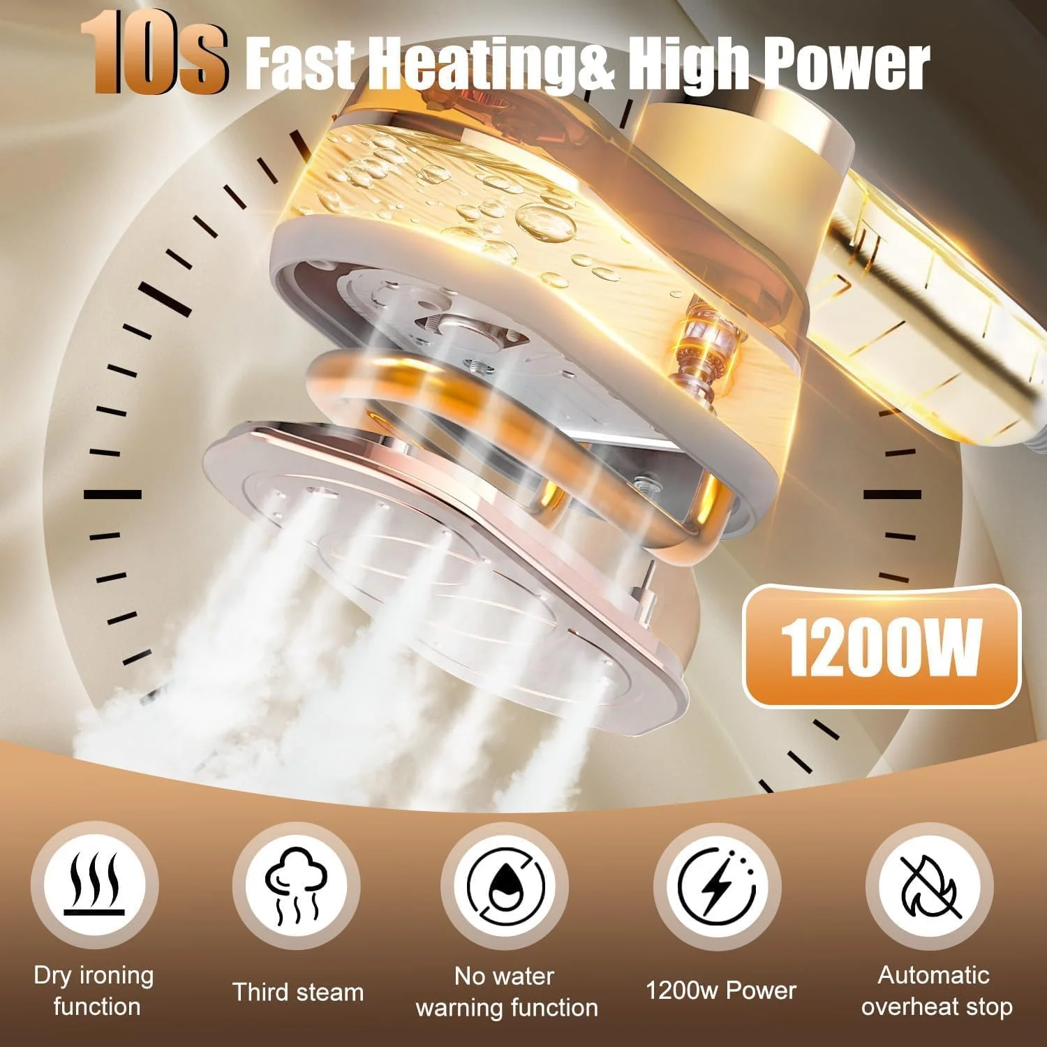 بخارگر لباس 2 در 1 Necomi، اتو بخار قدرتمند 1200 وات برای مسافرت، نمایشگر LED، 3 سطح خروجی بخار، اتو بخار قابل حمل برای مسافرت، خانه و محل کار (سفید)