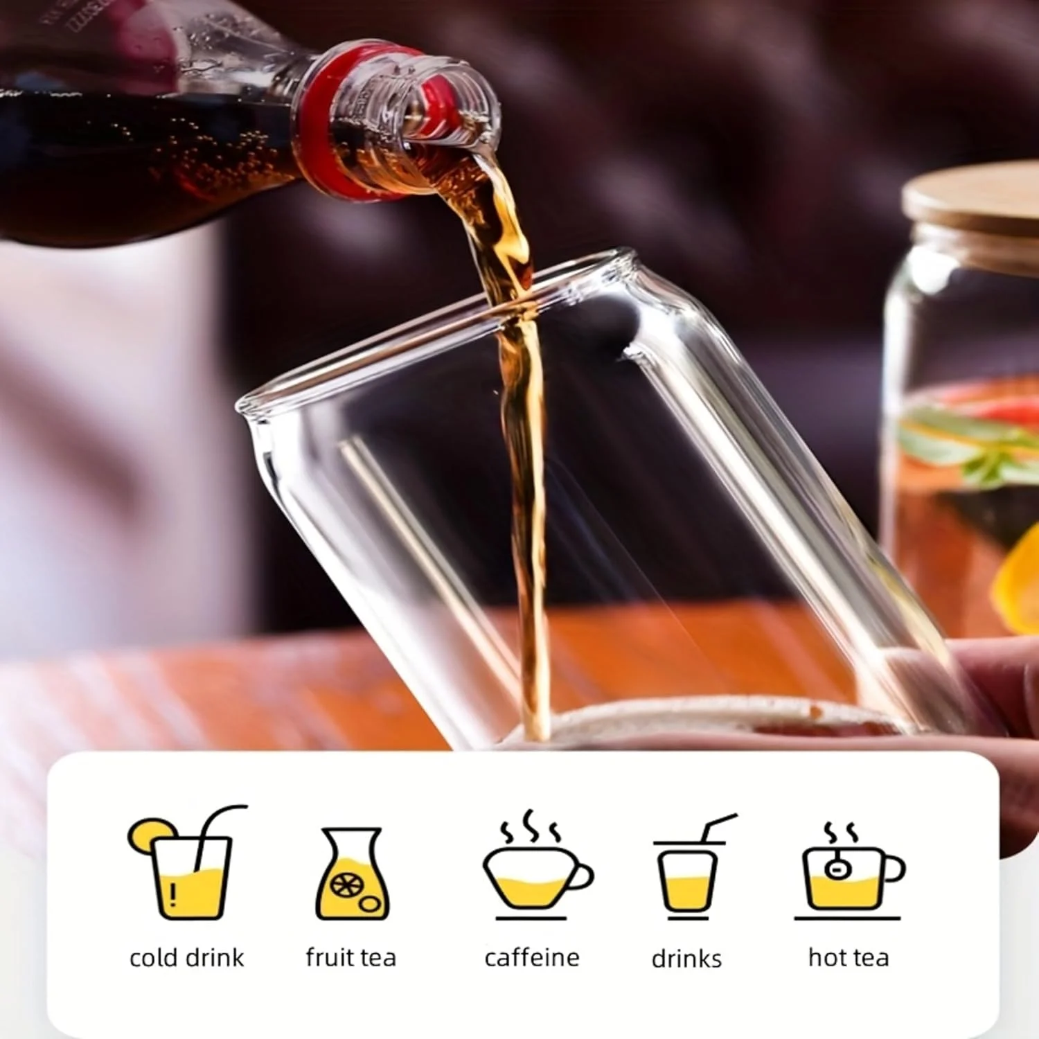 لیوان نوشیدنی با درب چوبی و نی، لیوان شیشه ای با درب و نی، لیوان شفاف مناسب سفر، خانه، دفتر کار، آب میوه، کوکتل، لیوان مناسب قهوه سرد، نوشابه و اسموتی لیوان نوشیدنی با درب چوبی و نی، لیوان شیشه ای با درب و نی، لیوان شفاف مناسب سفر، خانه، دفتر کار، آب میوه، کوکتل، لیوان مناسب قهوه سرد، نوشابه و اسموتی