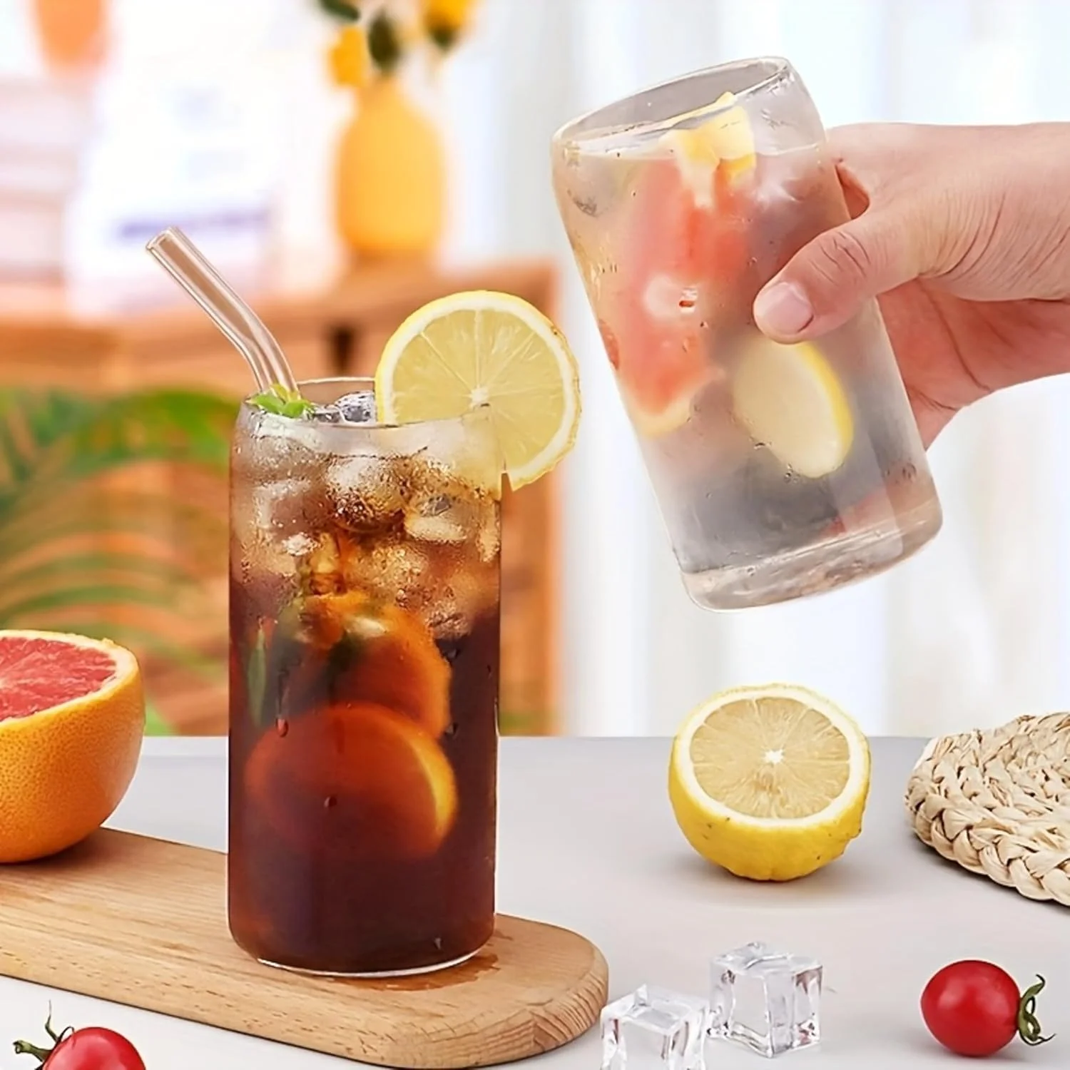 لیوان نوشیدنی با درب چوبی و نی، لیوان شیشه ای با درب و نی، لیوان شفاف مناسب سفر، خانه، دفتر کار، آب میوه، کوکتل، لیوان مناسب قهوه سرد، نوشابه و اسموتی لیوان نوشیدنی با درب چوبی و نی، لیوان شیشه ای با درب و نی، لیوان شفاف مناسب سفر، خانه، دفتر کار، آب میوه، کوکتل، لیوان مناسب قهوه سرد، نوشابه و اسموتی