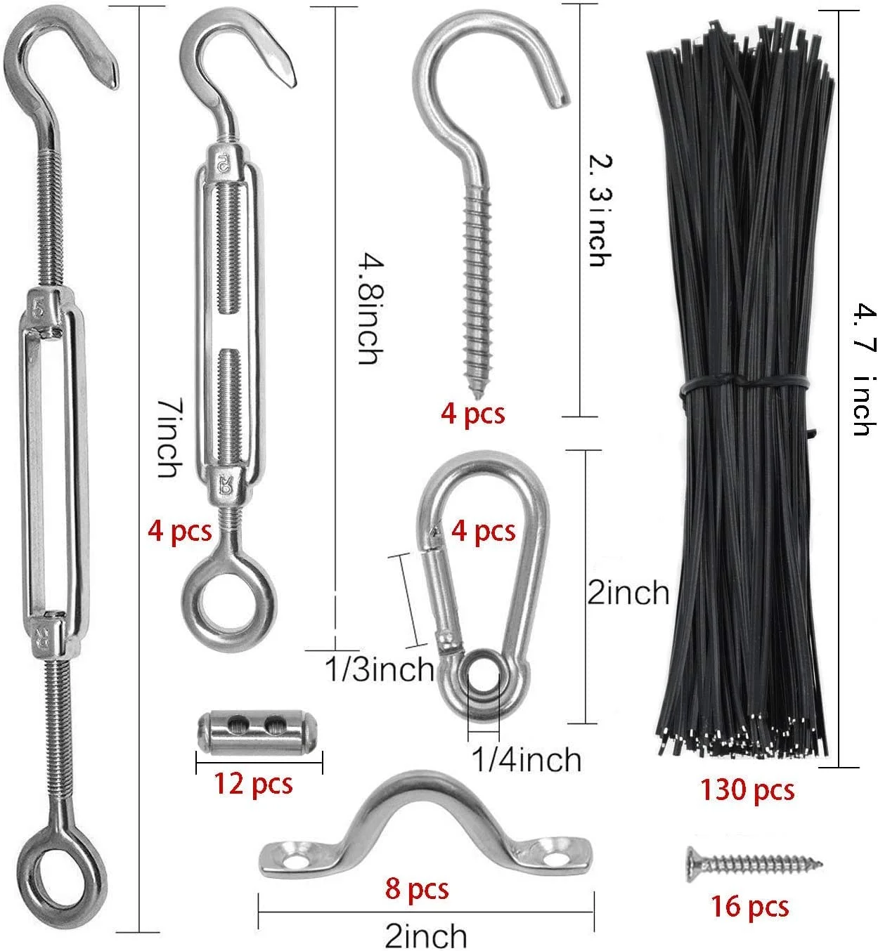 کیت آویز چراغ رشته ای SYOSI، کابل استیل ضد زنگ برای چراغ های فضای باز، کیت آویز چراغ رشته ای شامل کابل سیم طناب 182 فوتی، مهارکش و قلاب، نصب آسان در فضای باز و داخل خانه