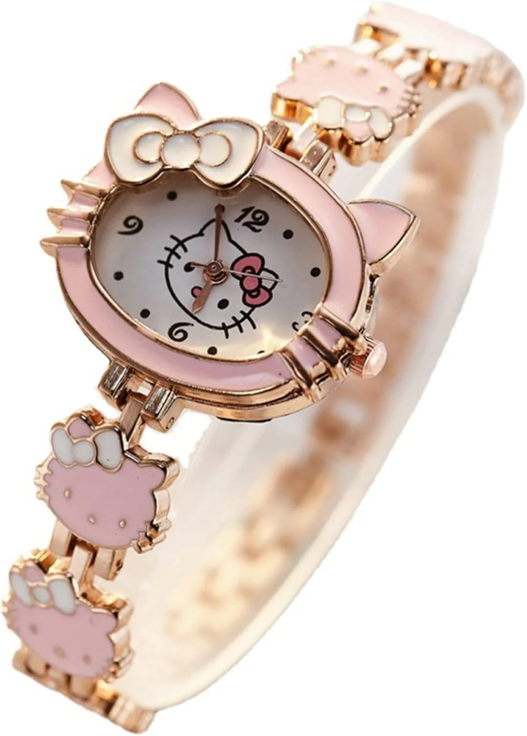 ساعت مچی کوارتز زنانه، ساعت دستبندی طرح کیتی، اکسسوری زیبا برای استفاده روزمره دختران و زنان، هدیه شیک برای مهمانی ها و استفاده روزانه