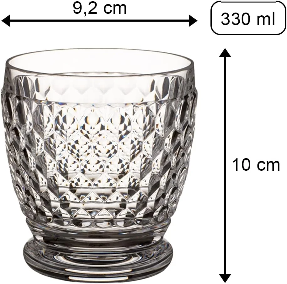 لیوان های ویلروی اند باخ مدل بوستون، ست 4 عددی، 330 میلی لیتر، لیوان های نوشیدنی با طرح چند وجهی، فنجان های شیشه ای کریستالی برای نوشیدنی های گرم و سرد، قابل شستشو در ماشین ظرفشویی، شفاف