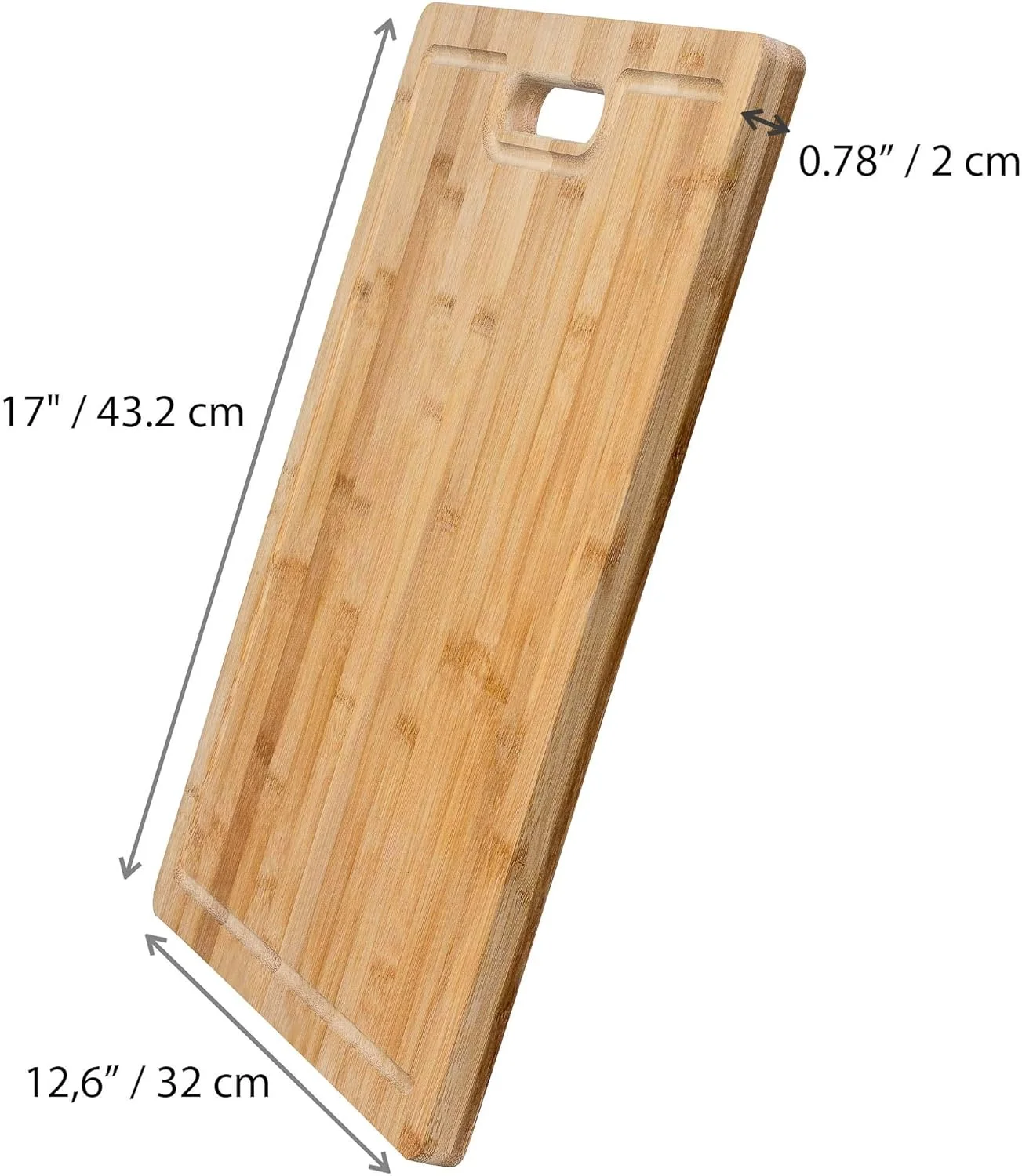تخته برش چوبی BlauKe® برای آشپزخانه 43x32 سانتی متر - تخته برش بامبو فوق العاده بزرگ با شیار آبمیوه، تخته قصابی، تخته خردکن چوبی، سینی سرو