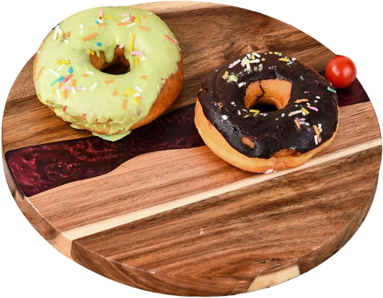 تخته سرو چوبی گرد رزینی، تخته های شارکوتری، تخته های برش، تخته های برش برای آشپزخانه، تخته برش چوبی، سینی سرو، تخته پنیر، سینی چوبی آبی، قرمز