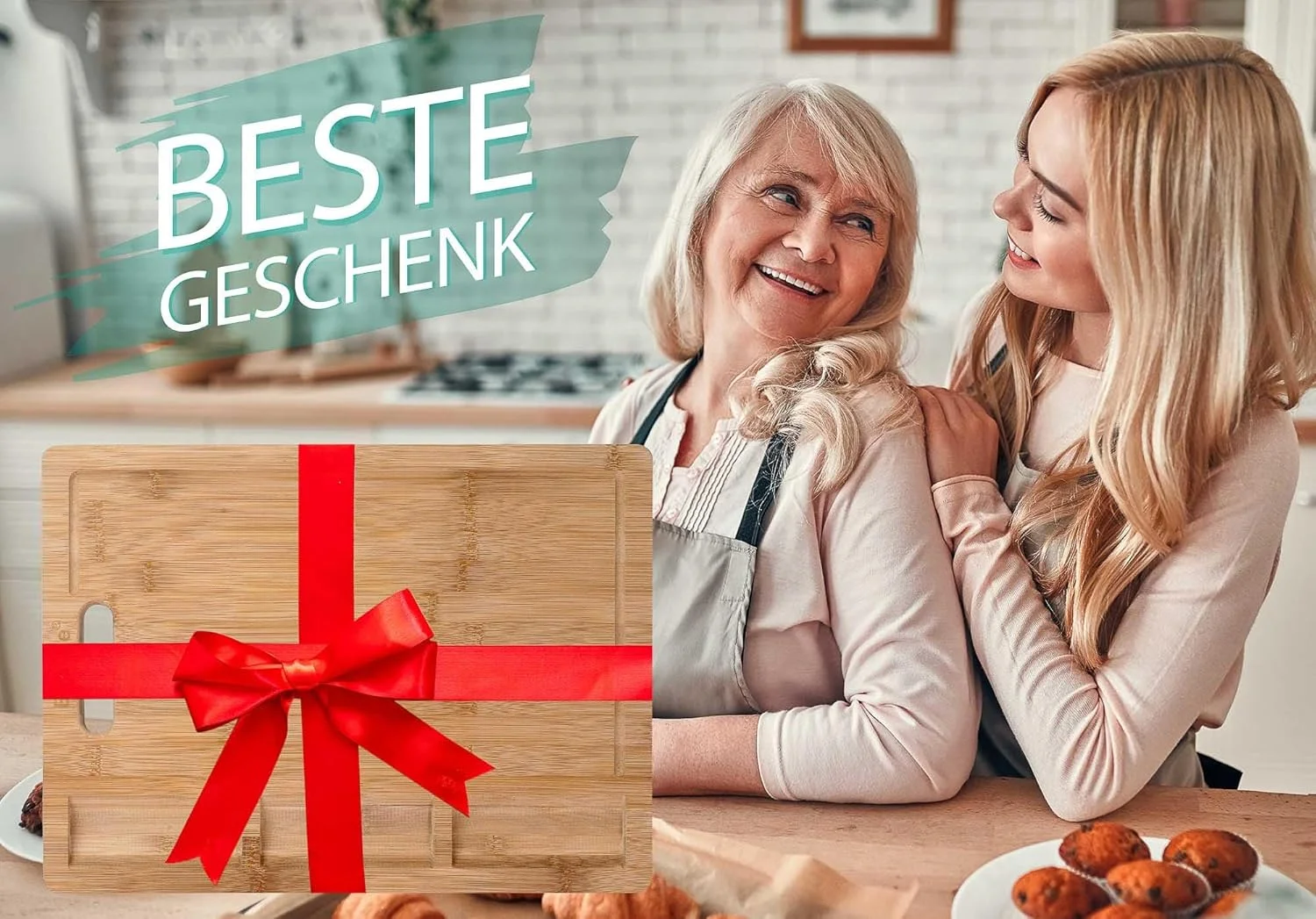 تخته برش چوبی BlauKe® برای آشپزخانه 43x32 سانتی متر - تخته برش بامبو فوق العاده بزرگ با شیار آبمیوه، تخته قصابی، تخته خردکن چوبی، سینی سرو