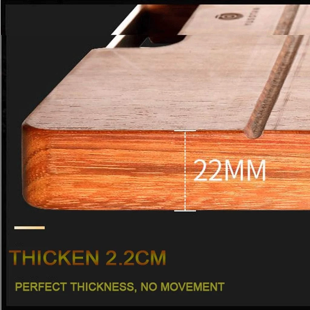 تخته گوشت چوبی یک تکه دو طرفه مناسب آشپزخانه و تخته قصابی برای گوشت و سبزیجات و تخته سرو چوبی با دستگیره استیل (تک رنگ 40x27x2.2 سانتی متر)