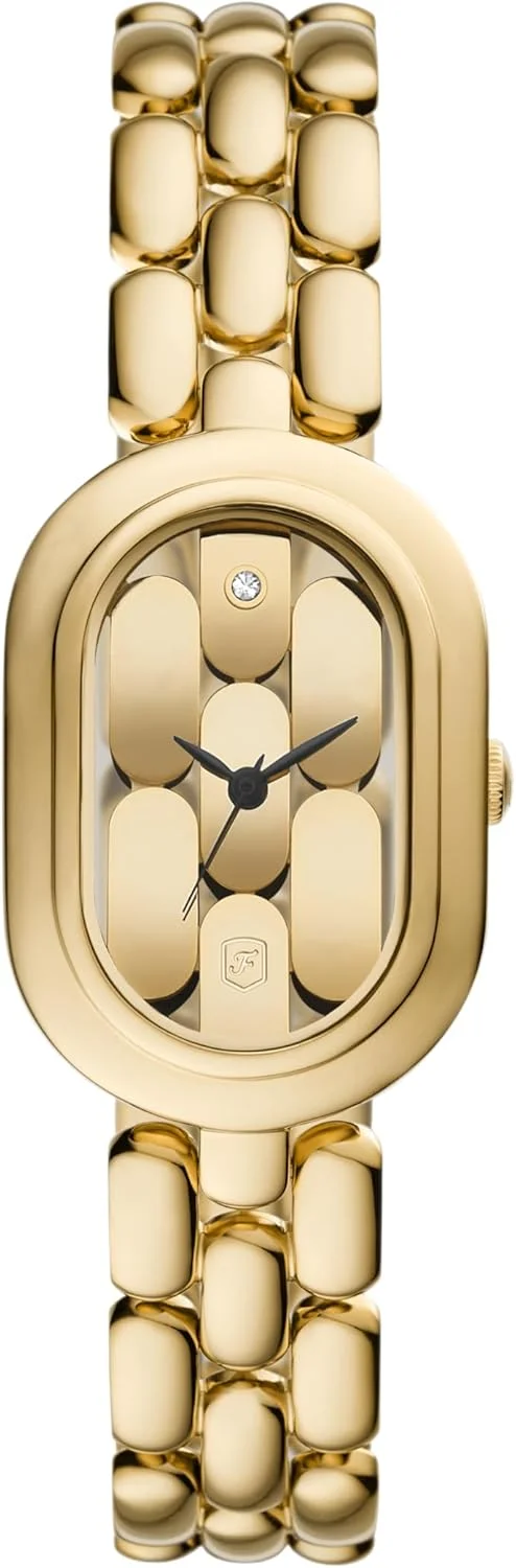 ساعت مچی زنانه فسیل مدل Sloan با سه عقربه و بدنه استیل ضد زنگ طلایی