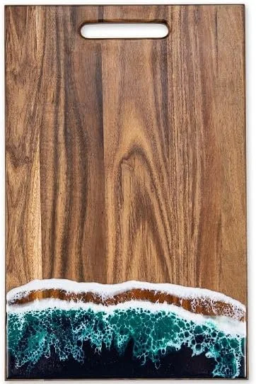 تخته برش رزینی هوشمند خانگی | تخته سرو چوبی و رزینی مدرن، تخته پنیر با طراحی زیبا، افزودنی عالی برای آشپزخانه شما (34X22X1.5cm)