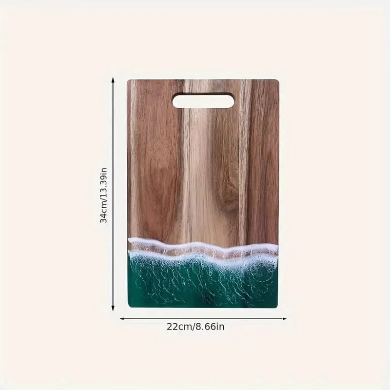 تخته برش رزینی هوشمند خانگی | تخته سرو چوبی و رزینی مدرن، تخته پنیر با طراحی زیبا، افزودنی عالی برای آشپزخانه شما (34X22X1.5cm)