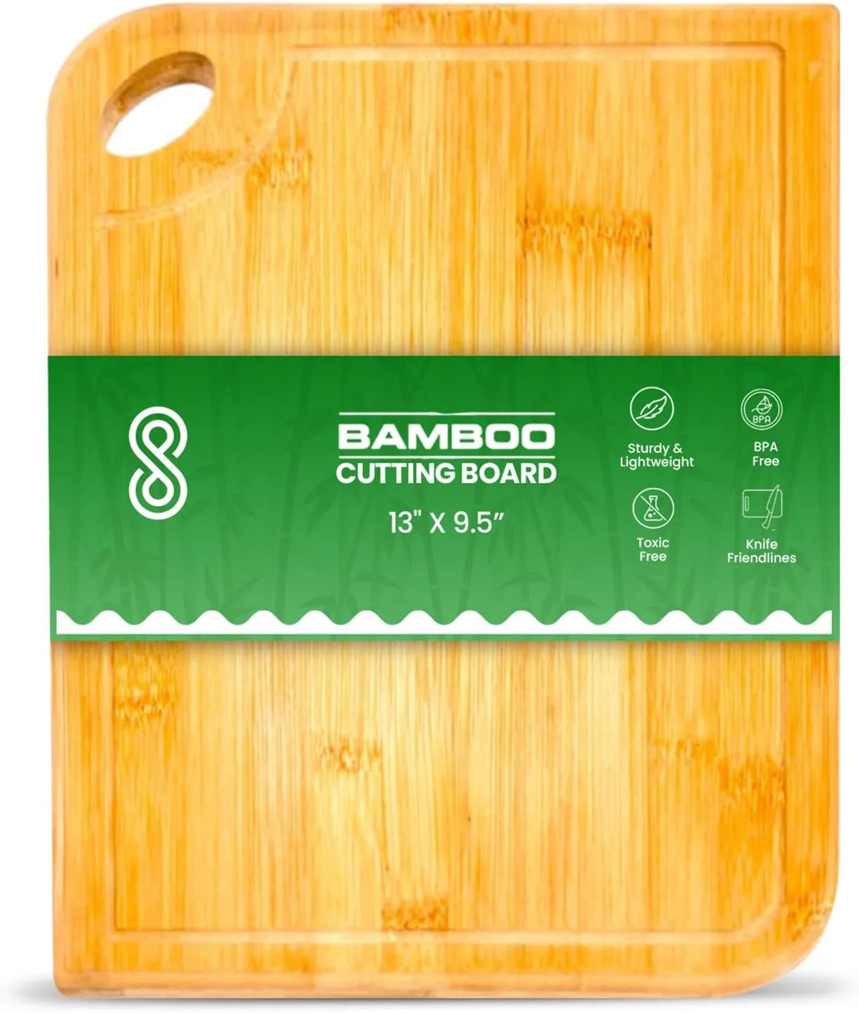 تخته برش بامبو سنگین HOME ARCHIVE، 33x24 سانتی متر، با شیار آب، تخته خردکن چوبی ضخیم برای آشپزخانه، گوشت، پنیر، میوه و سبزیجات (بزرگ)