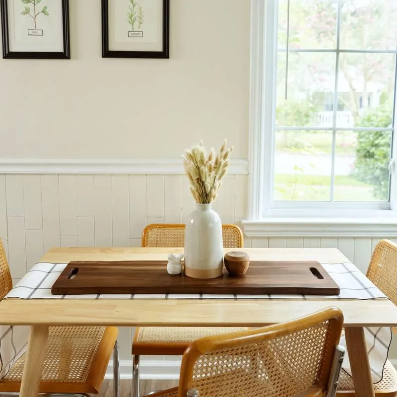 تخته سرو بزرگ چوبی آکاسیا Home Beets با دستگیره، سینی مستطیلی 91x30 سانتی‌متری برای سرو، تخته سرو چوبی طبیعی برای گوشت، پنیر و پیش‌غذاهای مهمانی، فوق‌العاده بلند 90 سانتی‌متری