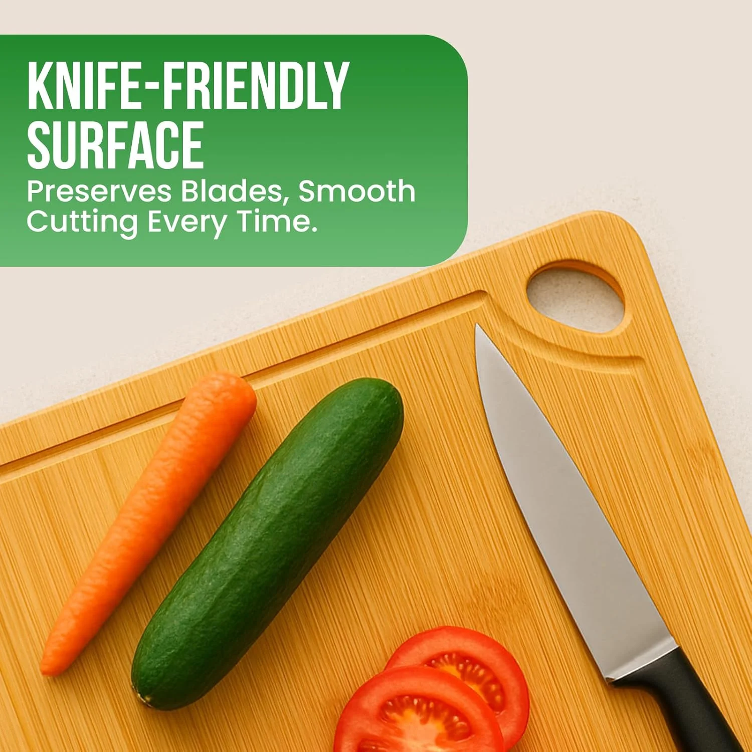 تخته برش بامبو سنگین HOME ARCHIVE، 33x24 سانتی متر، با شیار آب، تخته خردکن چوبی ضخیم برای آشپزخانه، گوشت، پنیر، میوه و سبزیجات (بزرگ)