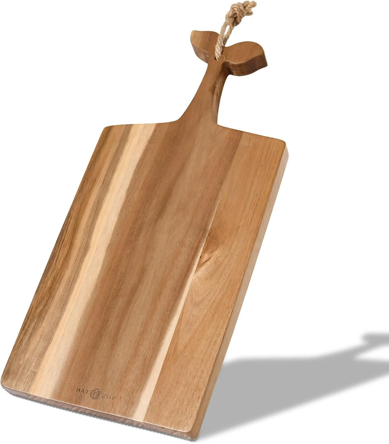 تخته برش چوبی آکاسیا یوسوتان با دسته، 35.5 در 17.7 سانتی متر، تخته سرو پنیر، تخته پارویی، تخته خردکن چند منظوره، تخته سرو چوبی تزئینی برای پیتزا، پنیر، گوشت، میوه، نان و پخت