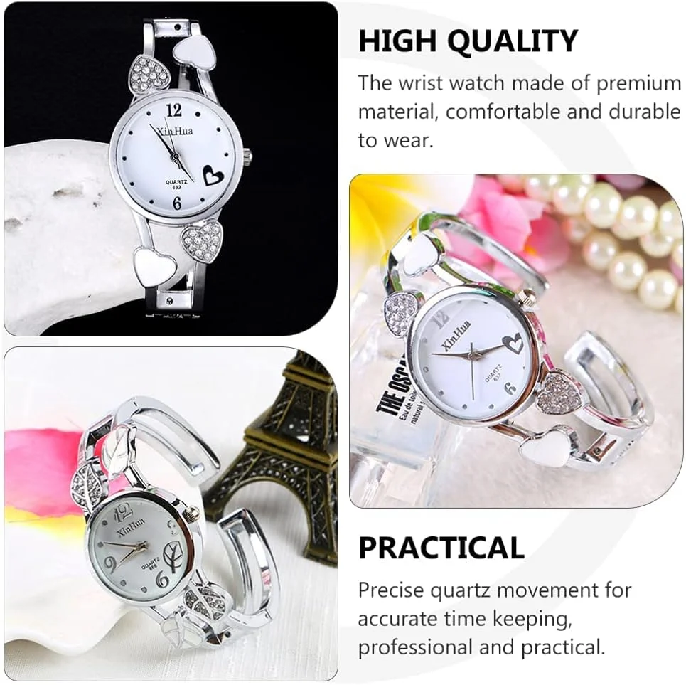 ساعت مچی زنانه KASTWAVE - ساعت های زنانه نگین دار فشن، ساعت های الماس بدلیجات، هدیه روز ولنتاین برای او، ساعت مچی استیل ضد زنگ کوارتز برای زنان و دختران - سفید
