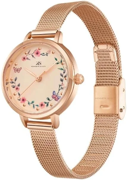 ساعت مچی زنانه کنت اسکات مدل PC21، نمایشگر آنالوگ و بند استیل ضد زنگ - K23512-RMKF، رزگلد